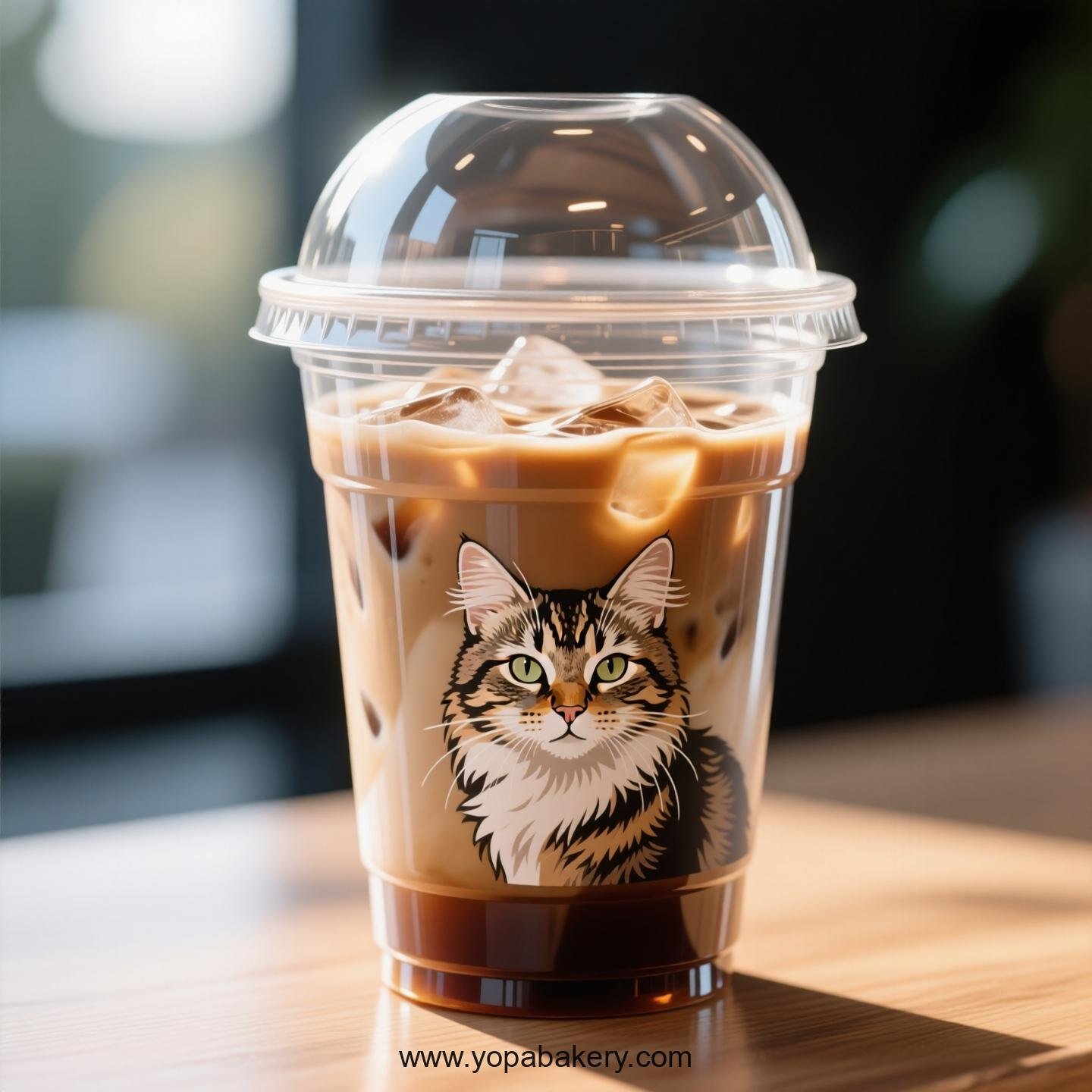 Manx cat Themed Clear Plastic Cups - Disposable PP & PET Coffee Cups with Lids