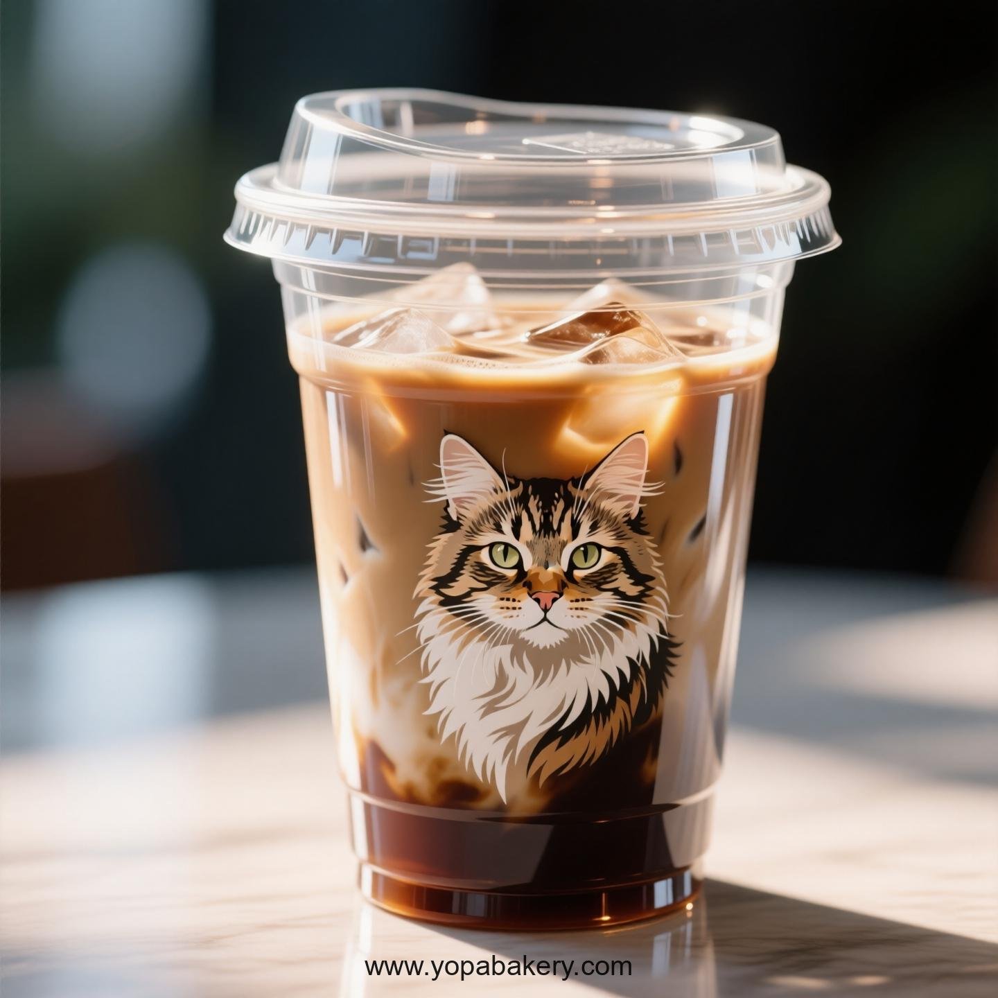 Manx cat Themed Clear Plastic Cups - Disposable PP & PET Coffee Cups with Lids