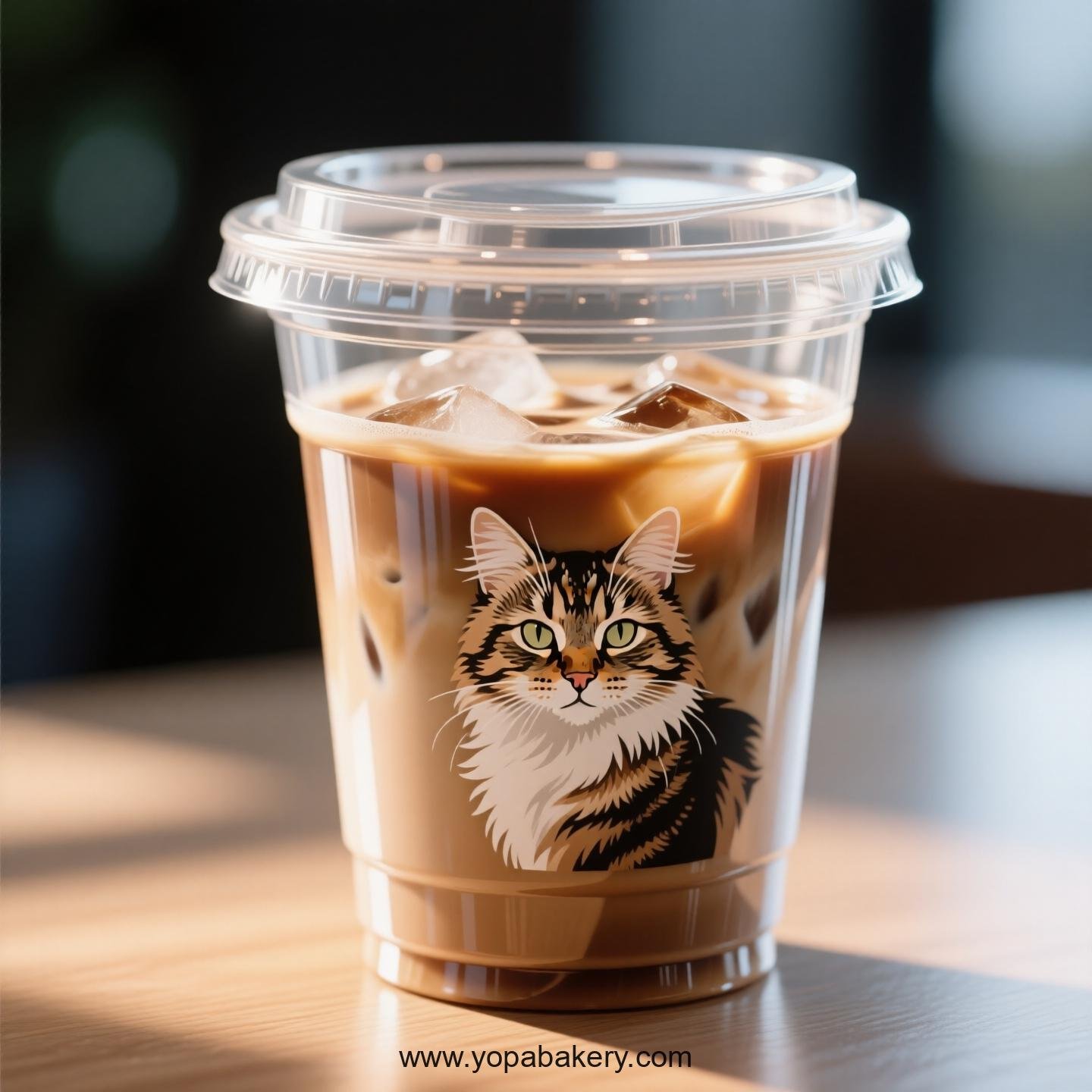 Manx cat Themed Clear Plastic Cups - Disposable PP & PET Coffee Cups with Lids