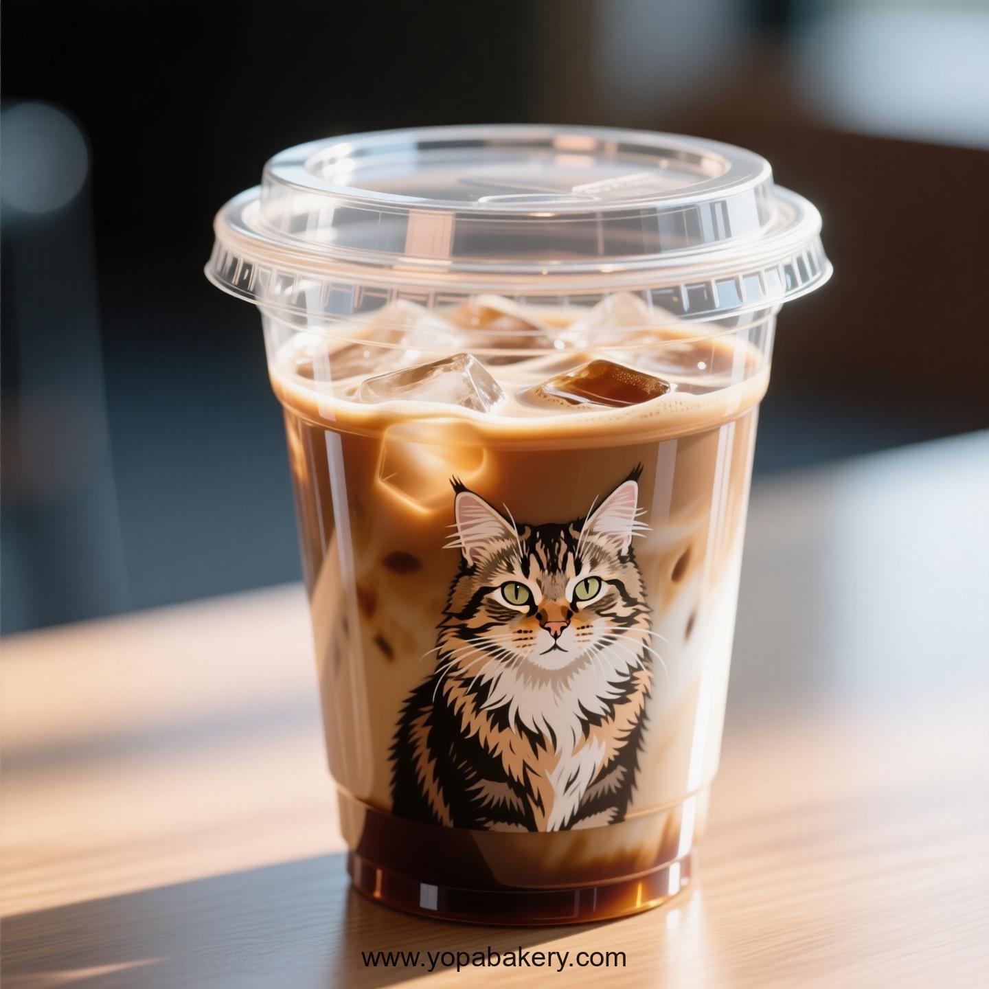 Manx cat Themed Clear Plastic Cups - Disposable PP & PET Coffee Cups with Lids