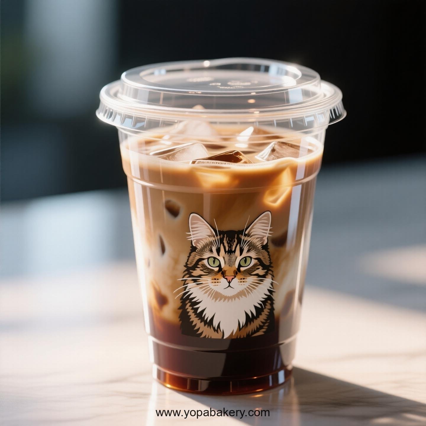 Manx cat Themed Clear Plastic Cups - Disposable PP & PET Coffee Cups with Lids