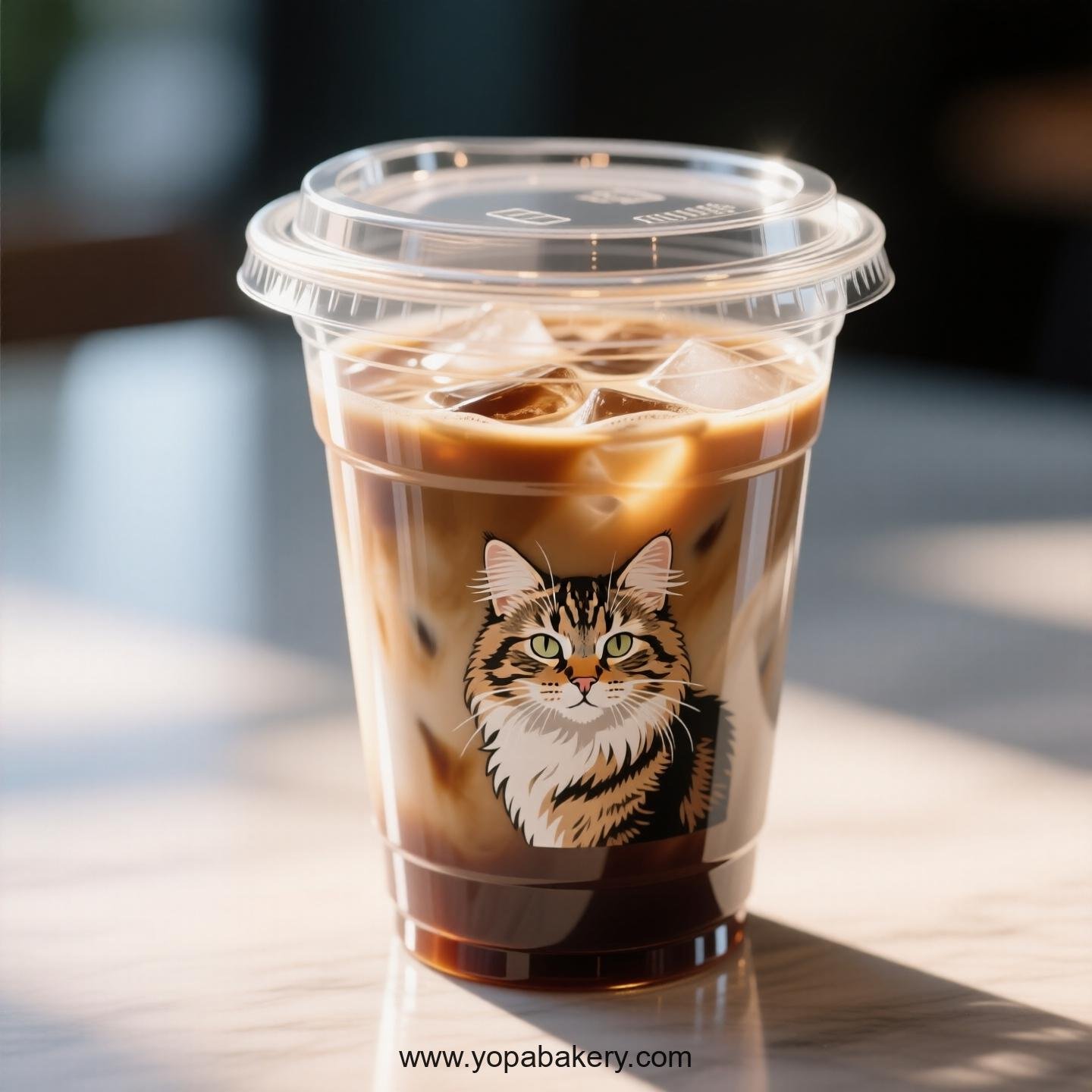 Manx cat Themed Clear Plastic Cups - Disposable PP & PET Coffee Cups with Lids
