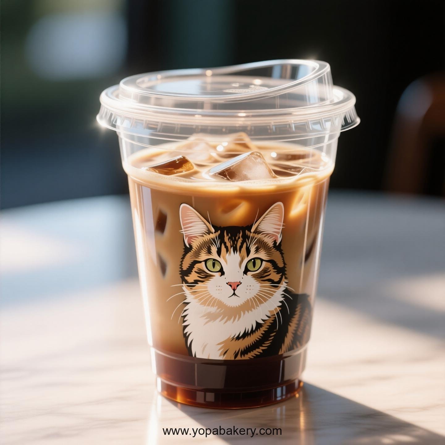 Manx cat Themed Clear Plastic Cups - Disposable PP & PET Coffee Cups with Lids