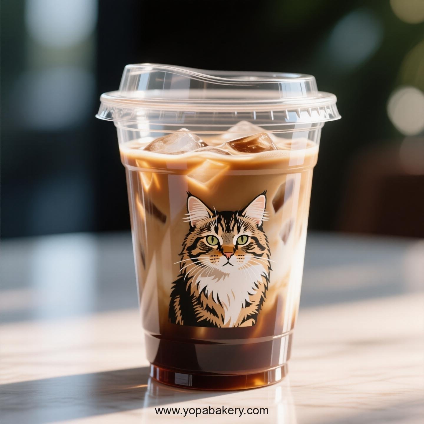 Manx cat Themed Clear Plastic Cups - Disposable PP & PET Coffee Cups with Lids