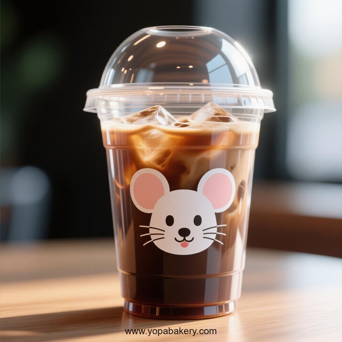 Mouse Themed Clear Plastic Cups - Disposable PP & PET Coffee Cups with Lids