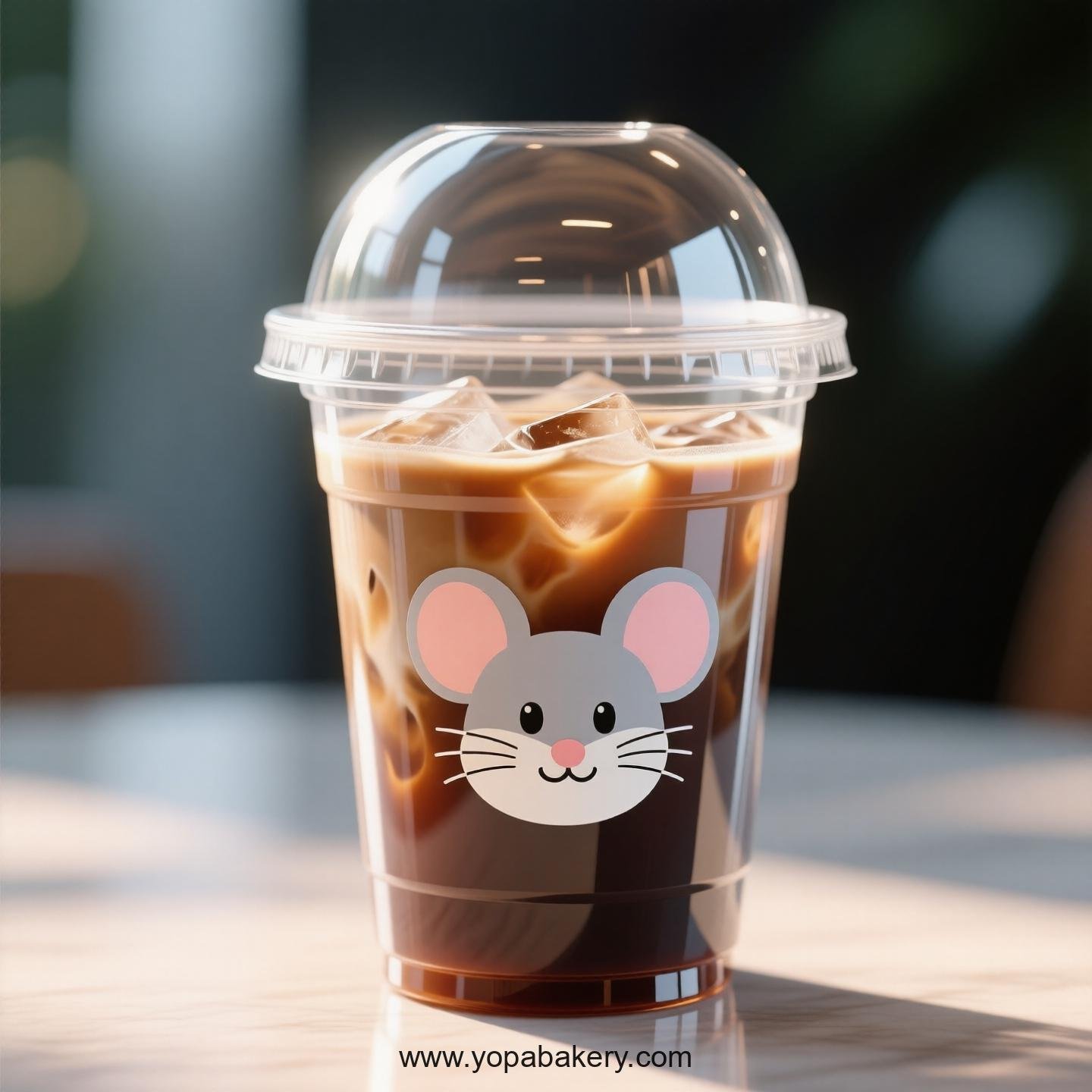 Mouse Themed Clear Plastic Cups - Disposable PP & PET Coffee Cups with Lids