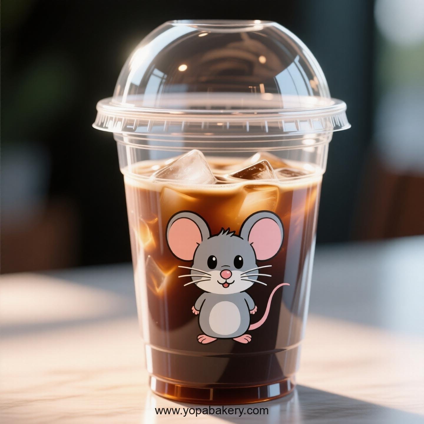 Mouse Themed Clear Plastic Cups - Disposable PP & PET Coffee Cups with Lids
