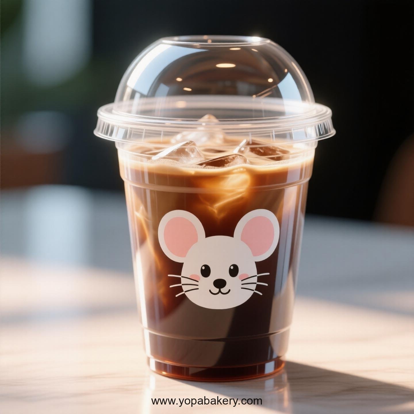 Mouse Themed Clear Plastic Cups - Disposable PP & PET Coffee Cups with Lids Mouse Themed Clear Plastic Cups - Disposable PP & PET Coffee Cups with Lids