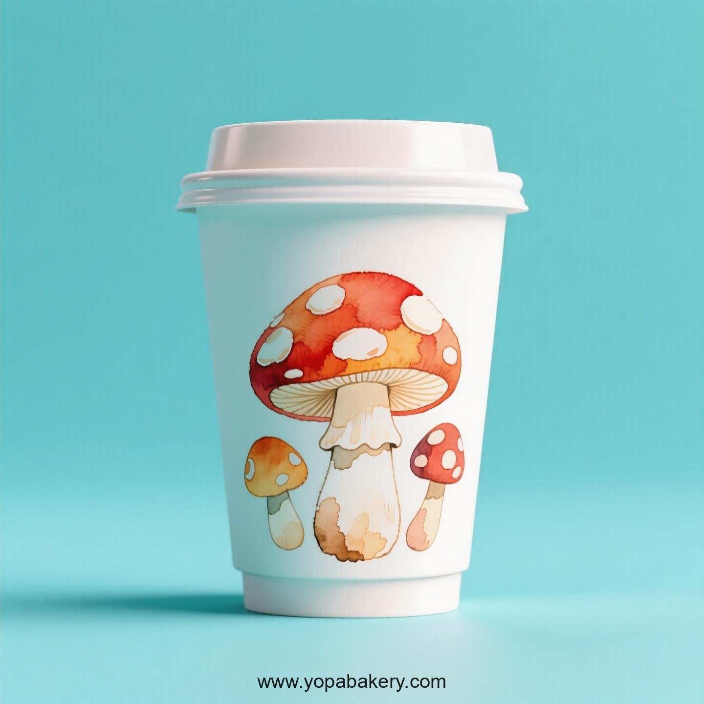 Mushroom Design Paper Coffee Cups Factory: 4-24 oz Custom Logo
