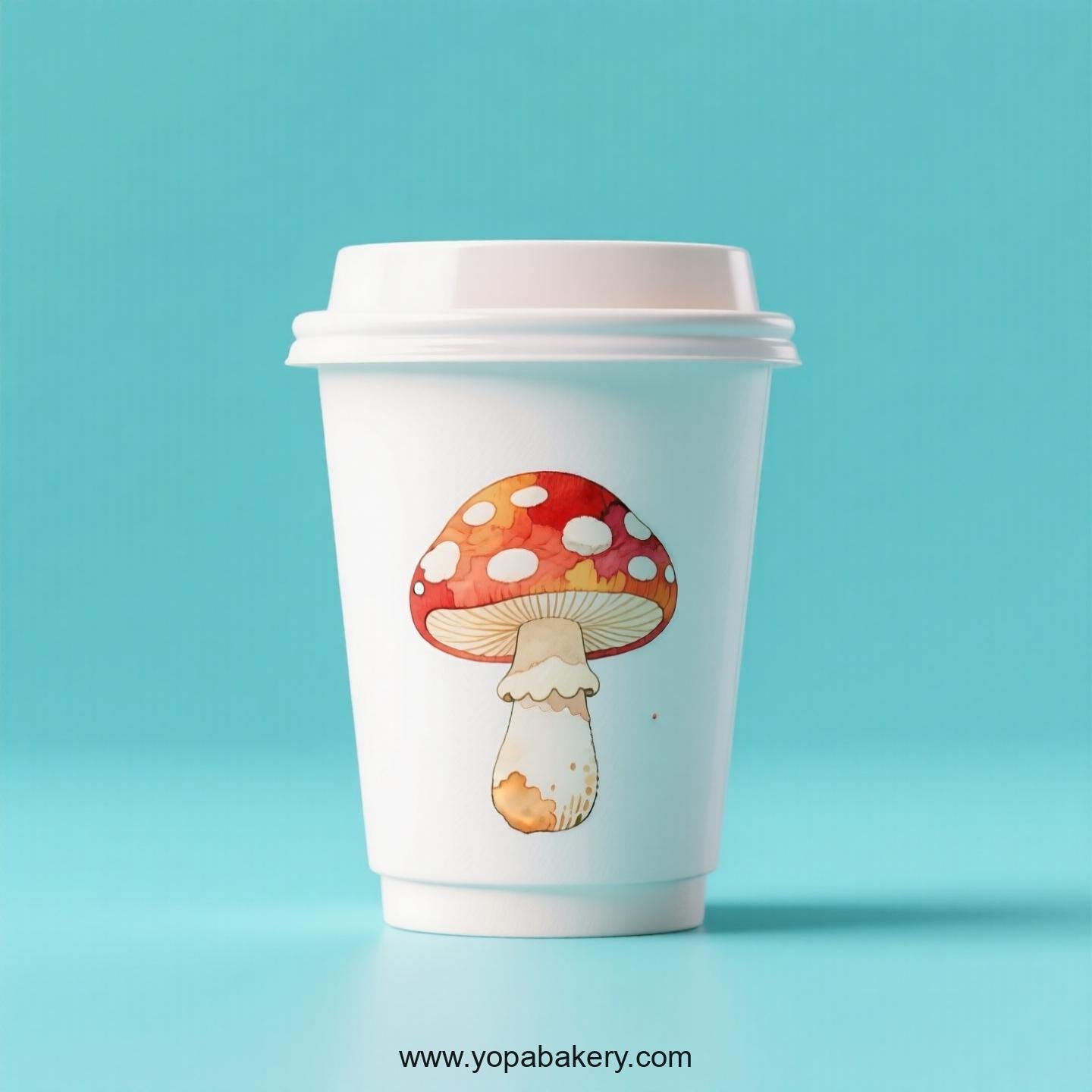 Mushroom Design Paper Coffee Cups Factory: 4-24 oz Custom Logo