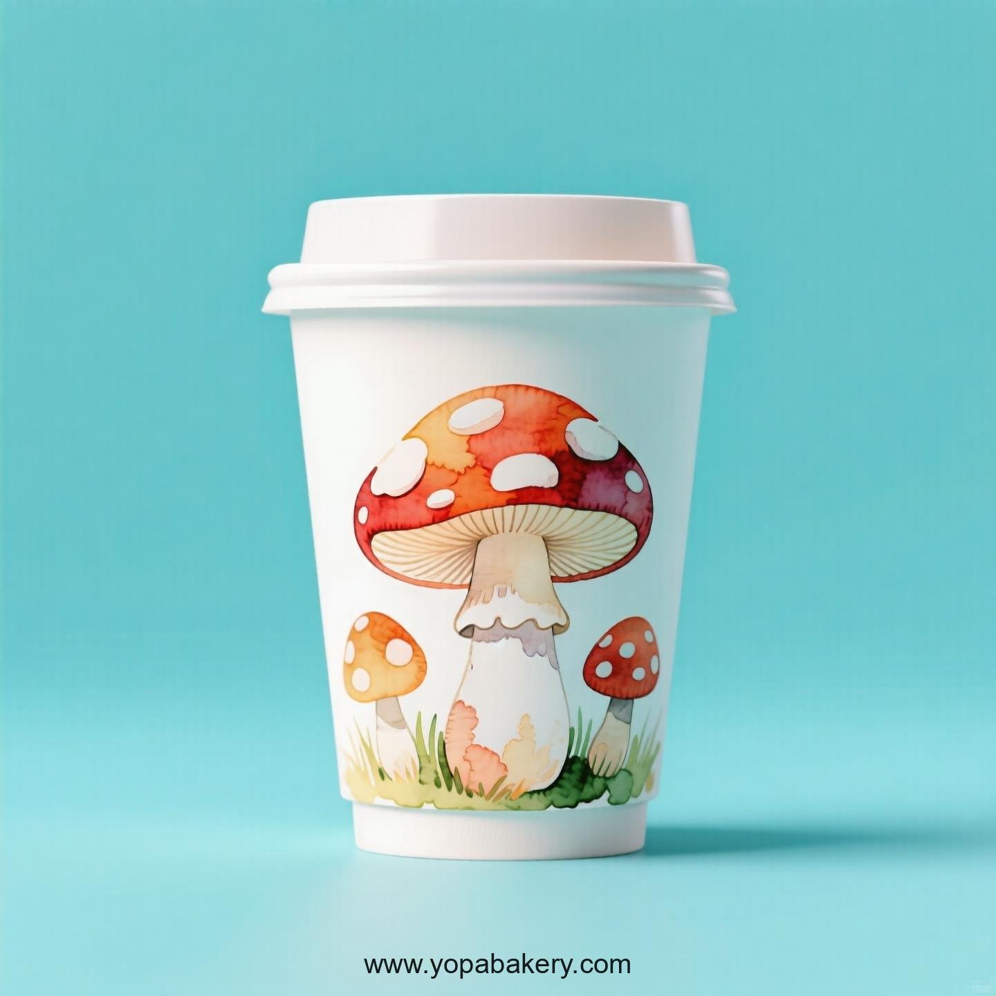 Mushroom Design Paper Coffee Cups Factory: 4-24 oz Custom Logo