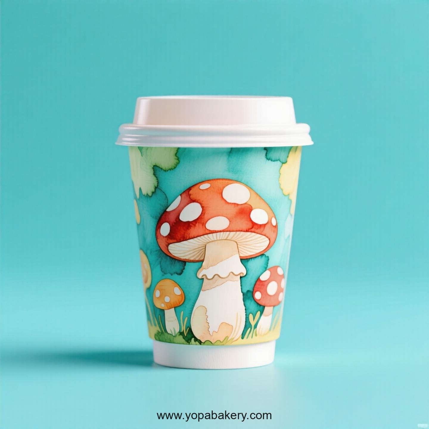 Mushroom Design Paper Coffee Cups Factory: 4-24 oz Custom Logo