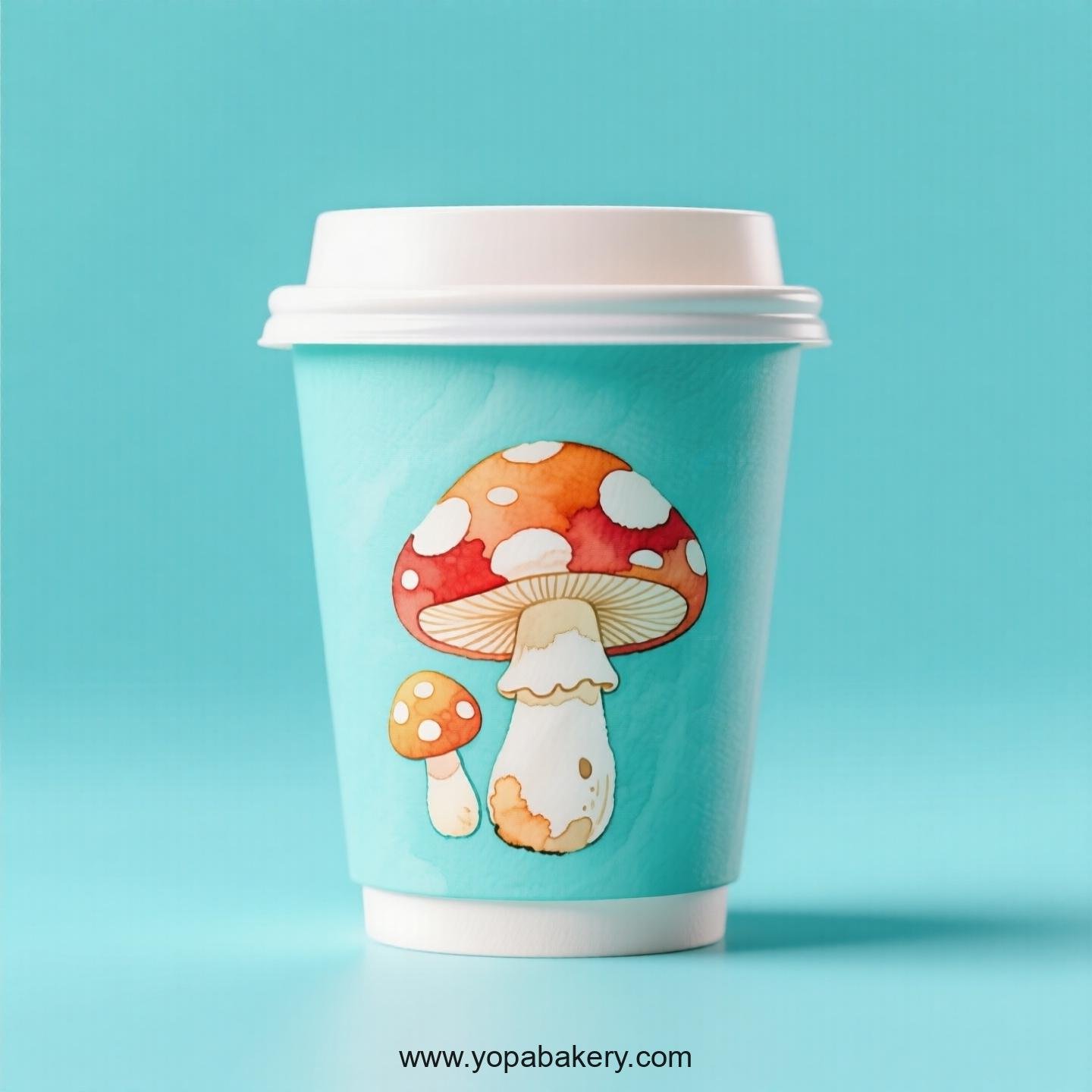 Mushroom Design Paper Coffee Cups Factory: 4-24 oz Custom Logo