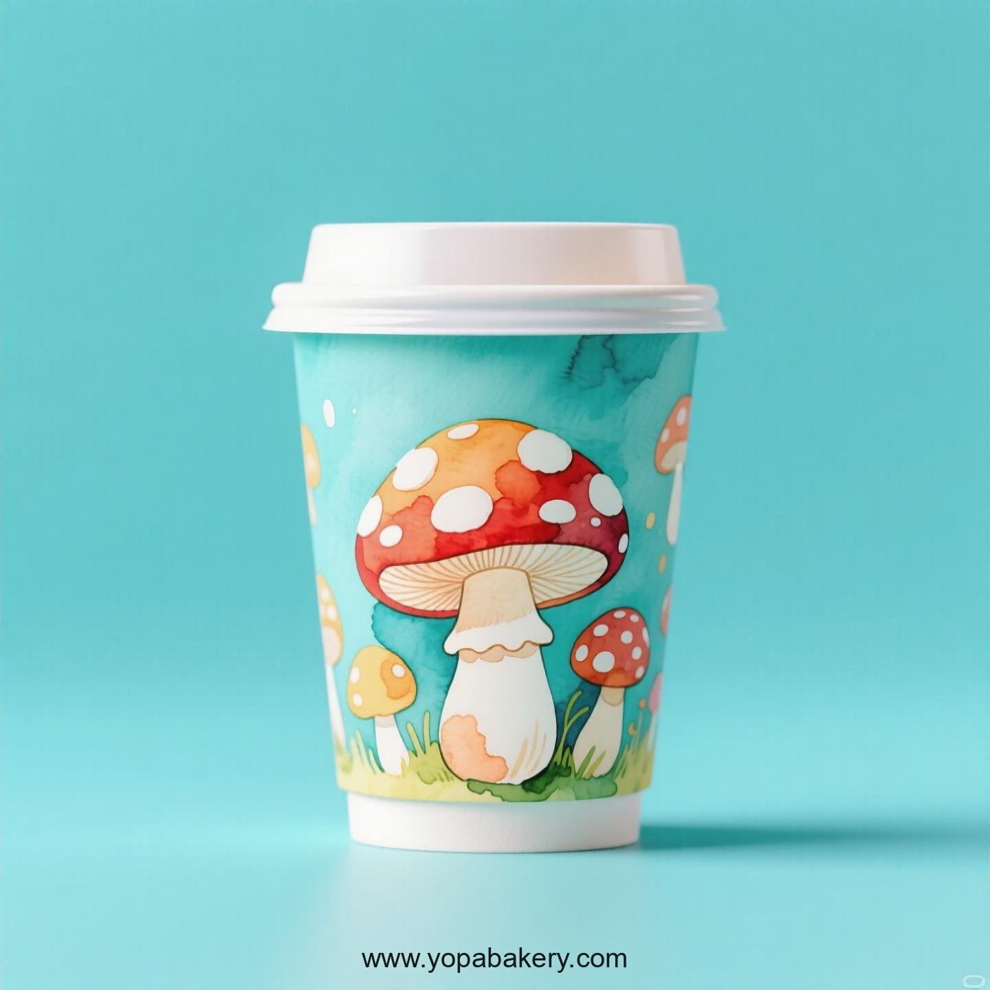 Mushroom Design Paper Coffee Cups Factory: 4-24 oz Custom Logo