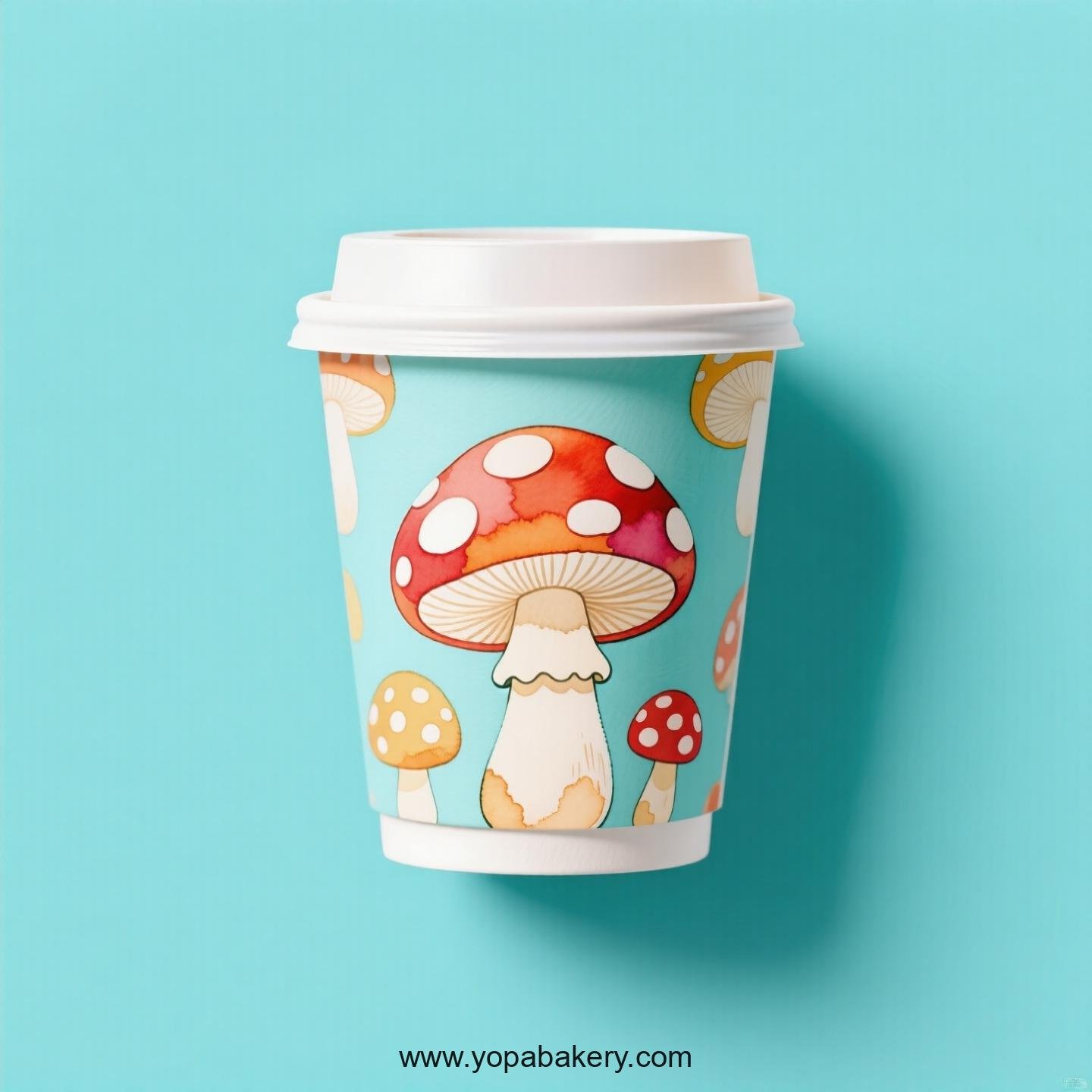 Mushroom Design Paper Coffee Cups Factory: 4-24 oz Custom Logo