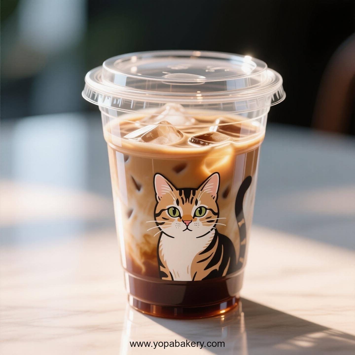 Ocicat Themed Clear Plastic Cups - Disposable PP & PET Coffee Cups with Lids