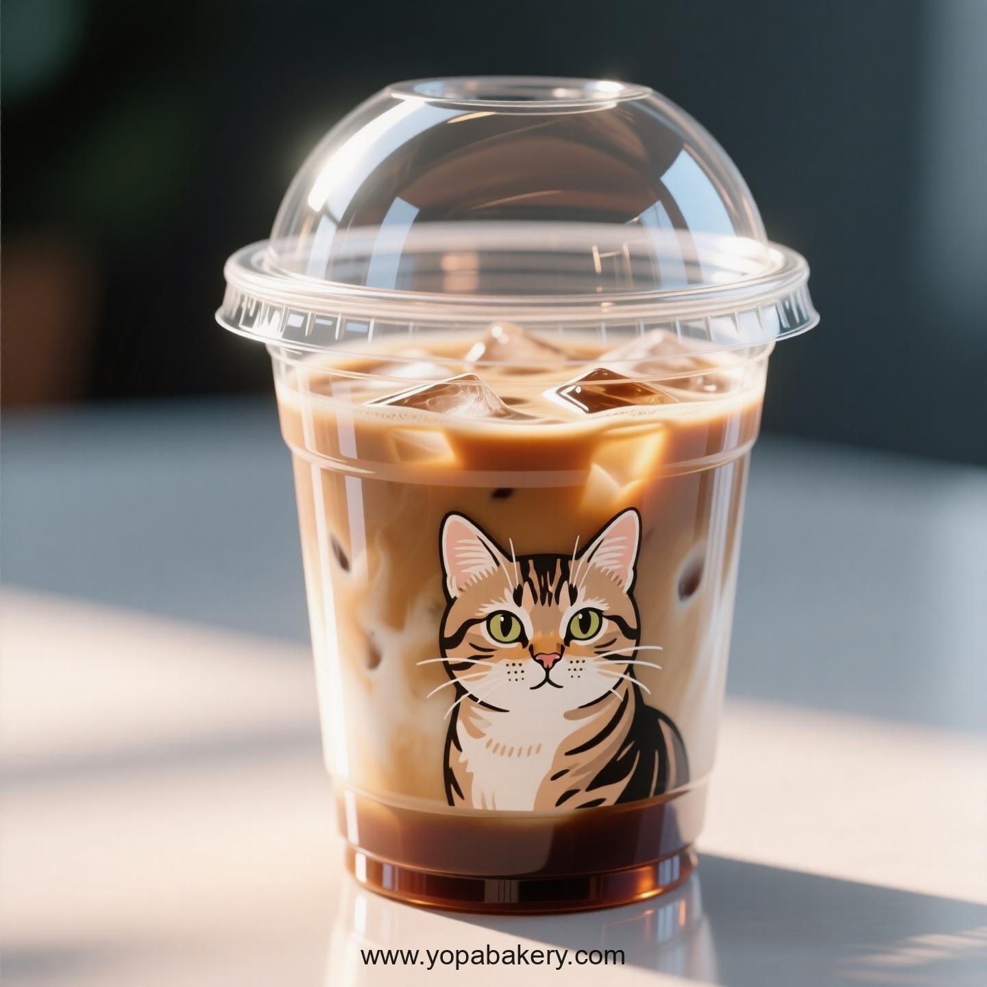 Ocicat Themed Clear Plastic Cups - Disposable PP & PET Coffee Cups with Lids