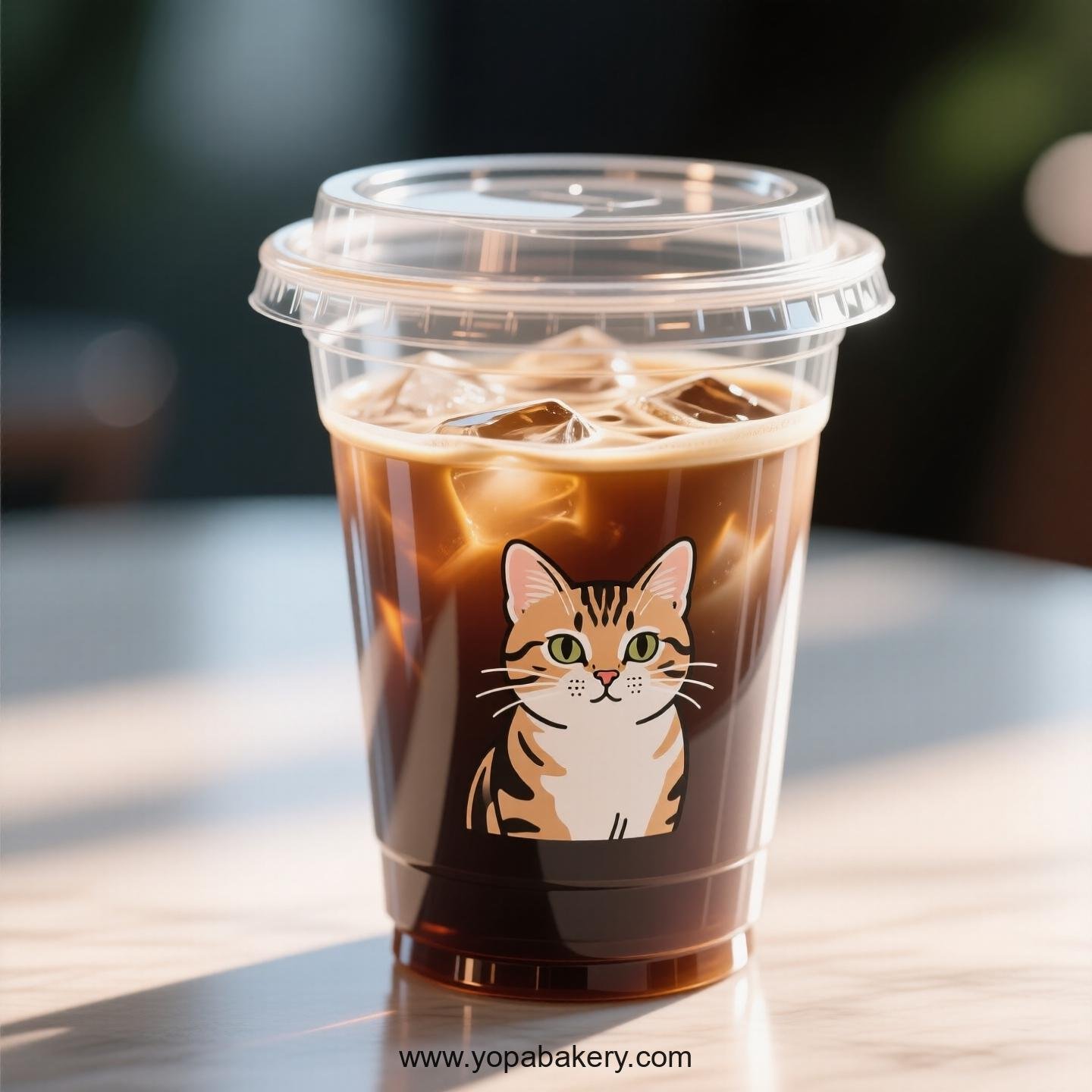 Ocicat Themed Clear Plastic Cups - Disposable PP & PET Coffee Cups with Lids