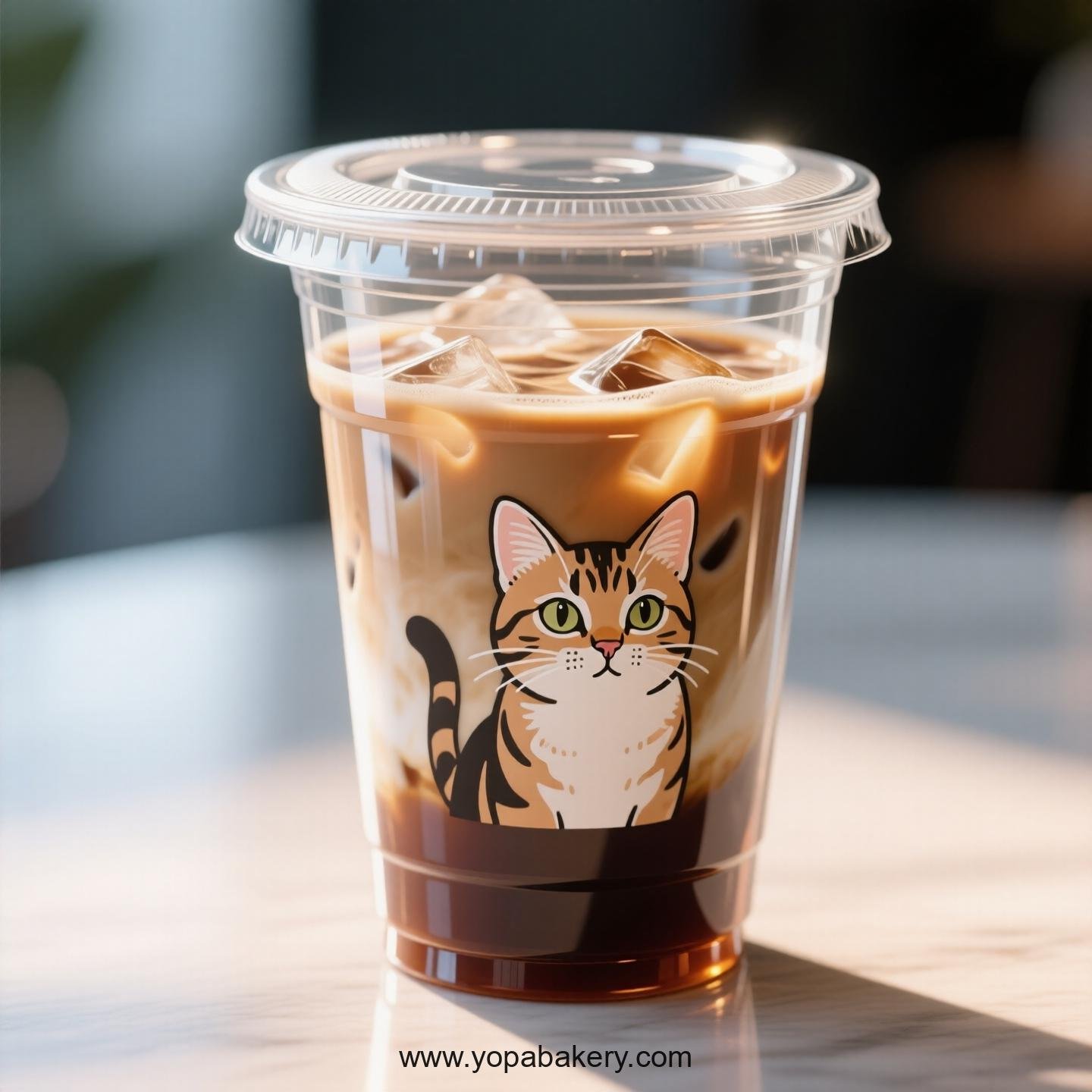 Ocicat Themed Clear Plastic Cups - Disposable PP & PET Coffee Cups with Lids