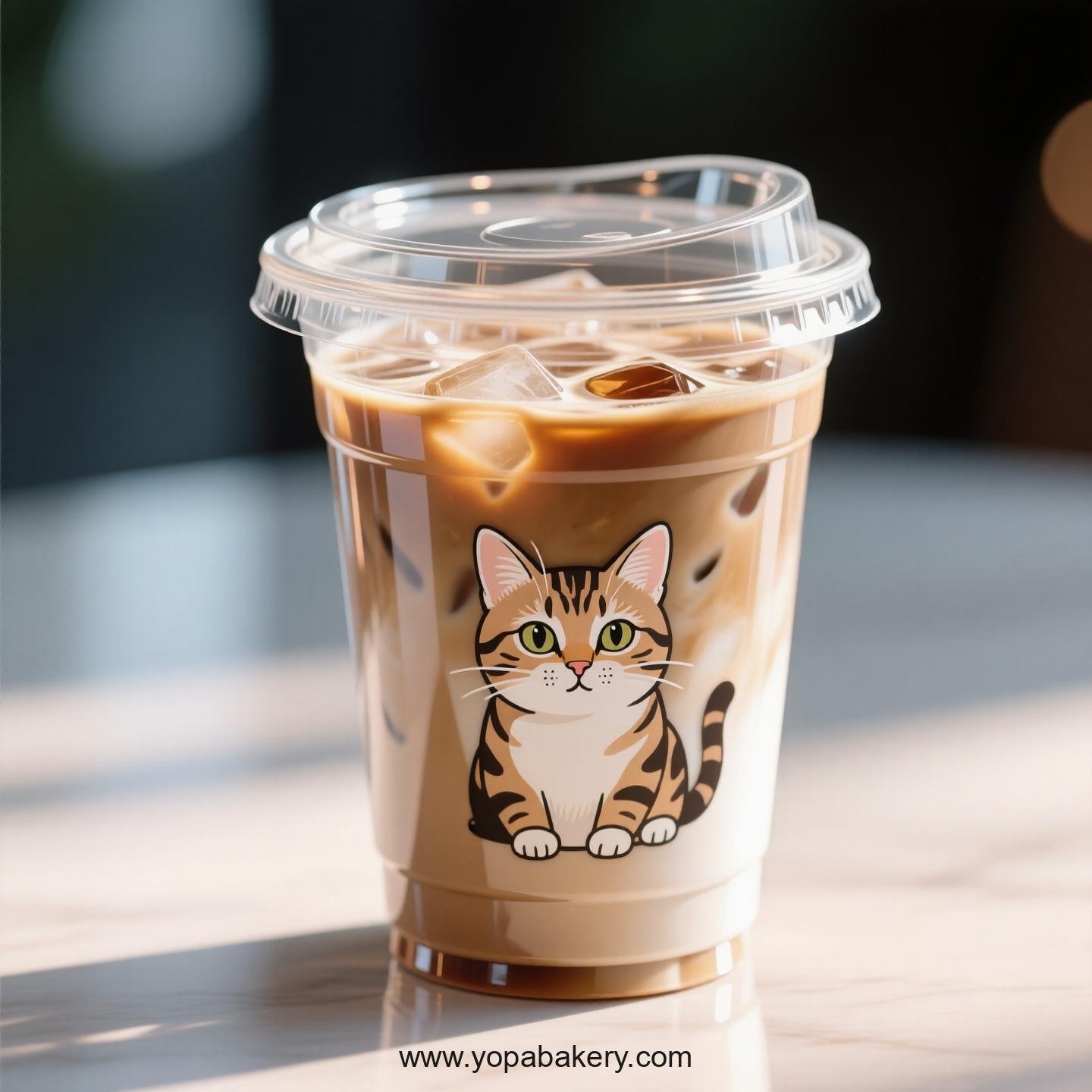 Ocicat Themed Clear Plastic Cups - Disposable PP & PET Coffee Cups with Lids