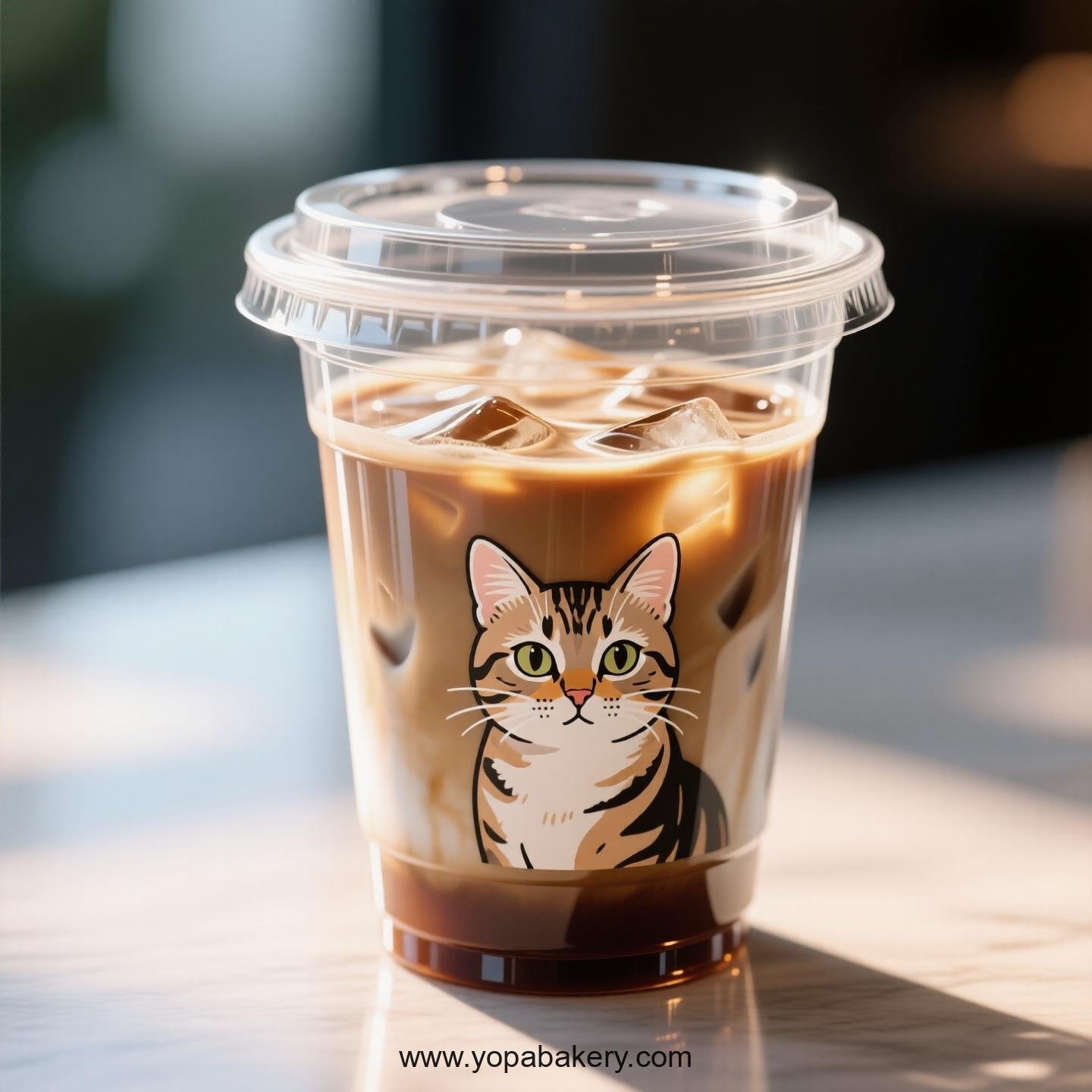 Ocicat Themed Clear Plastic Cups - Disposable PP & PET Coffee Cups with Lids