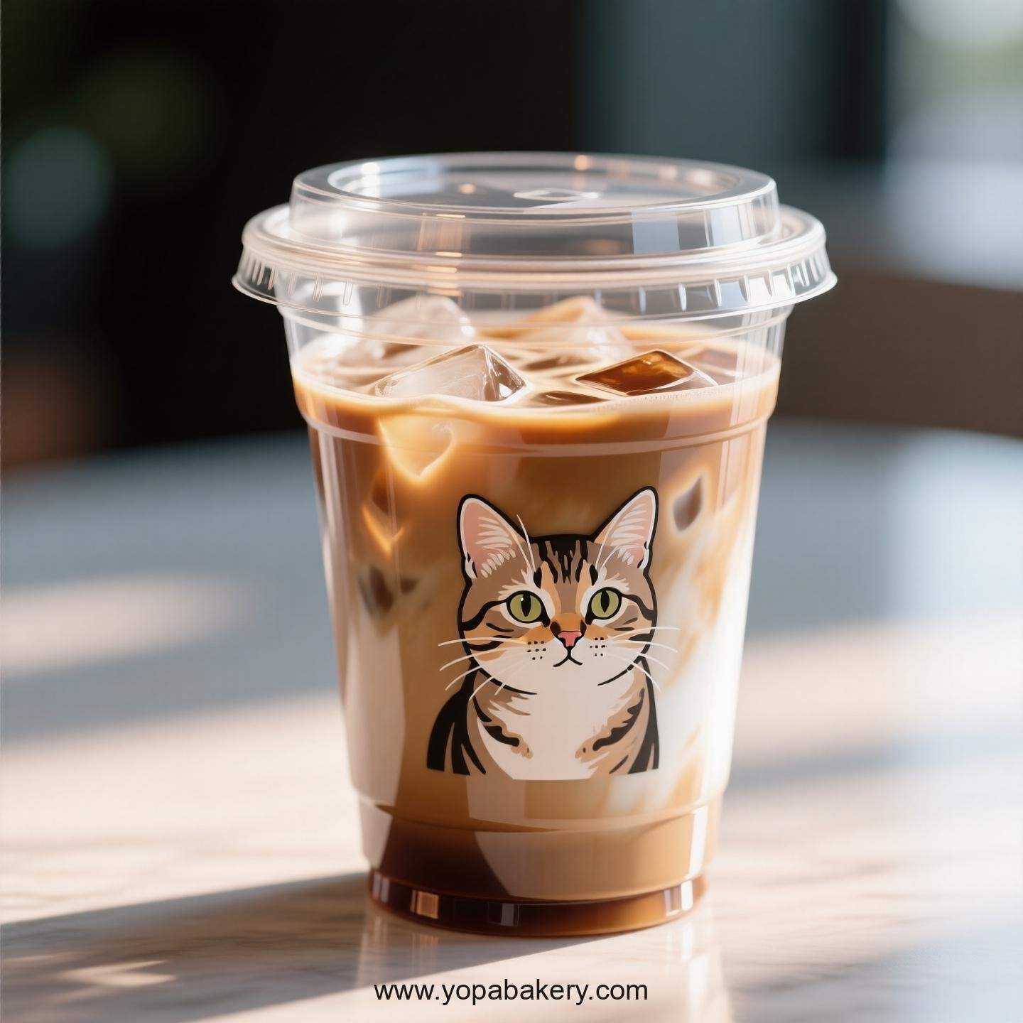 Ocicat Themed Clear Plastic Cups - Disposable PP & PET Coffee Cups with Lids