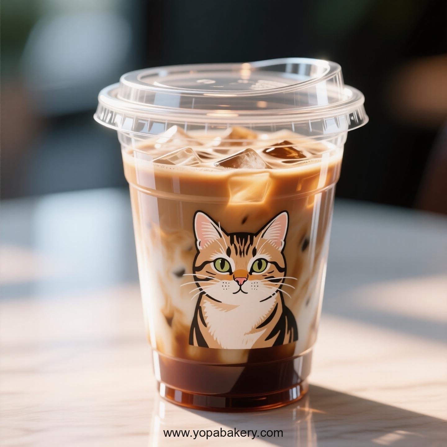 Ocicat Themed Clear Plastic Cups - Disposable PP & PET Coffee Cups with Lids