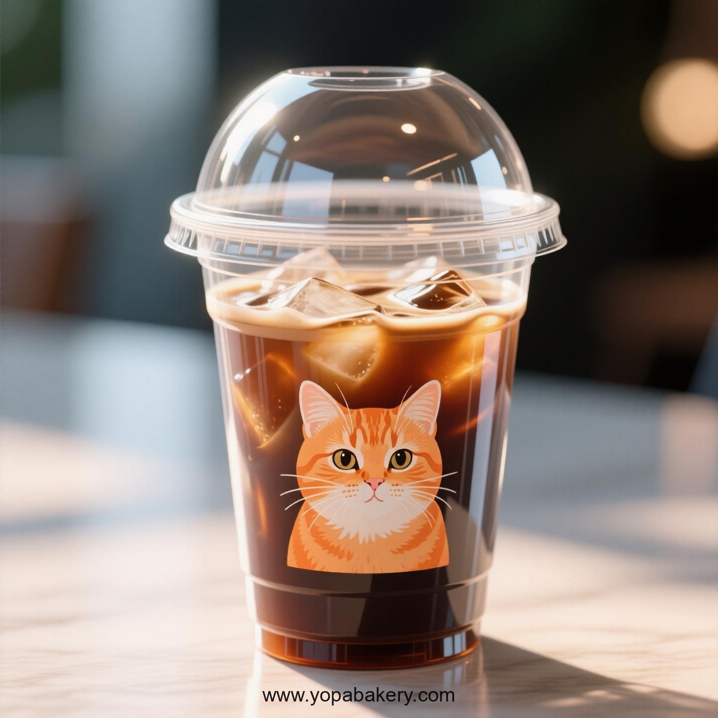 Orange cat Themed Clear Plastic Cups - Disposable PP & PET Coffee Cups with Lids Orange cat Themed Clear Plastic Cups - Disposable PP & PET Coffee Cups with Lids