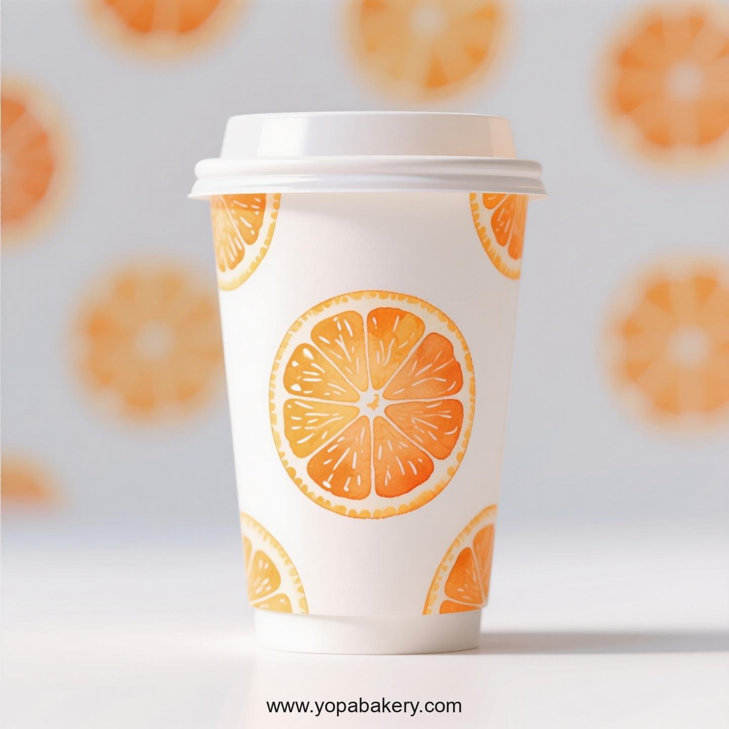 Orange Design Paper Coffee Cups Factory: 4-24 oz Custom Logo