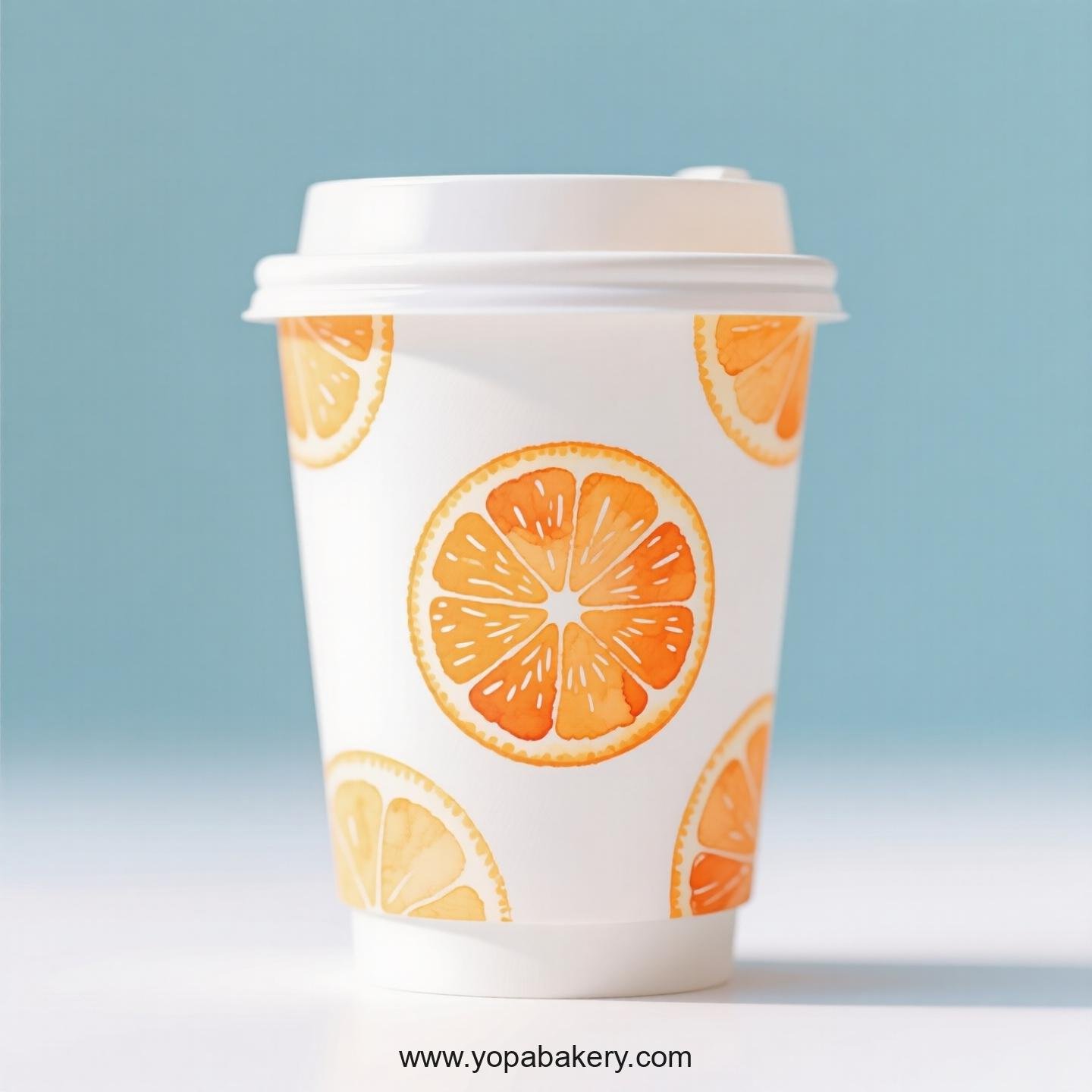Orange Design Paper Coffee Cups Factory: 4-24 oz Custom Logo