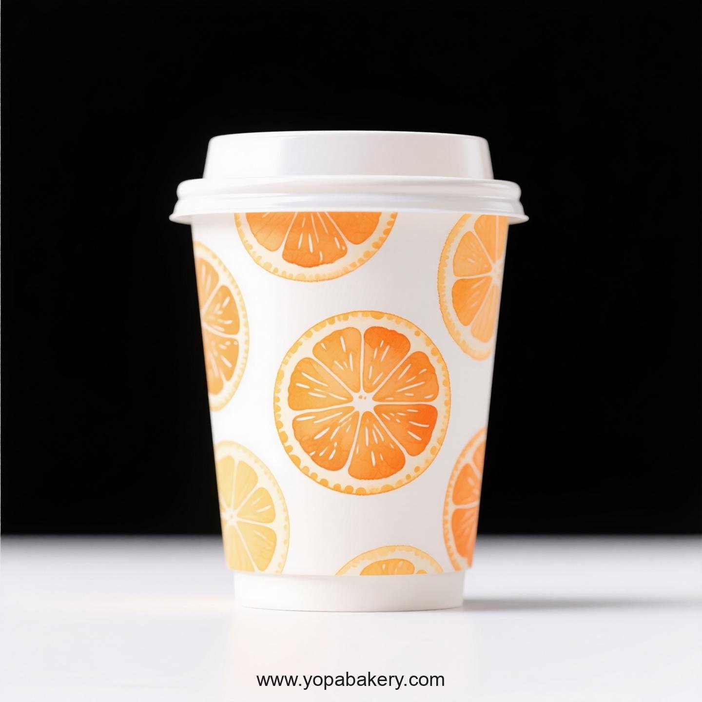 Orange Design Paper Coffee Cups Factory: 4-24 oz Custom Logo