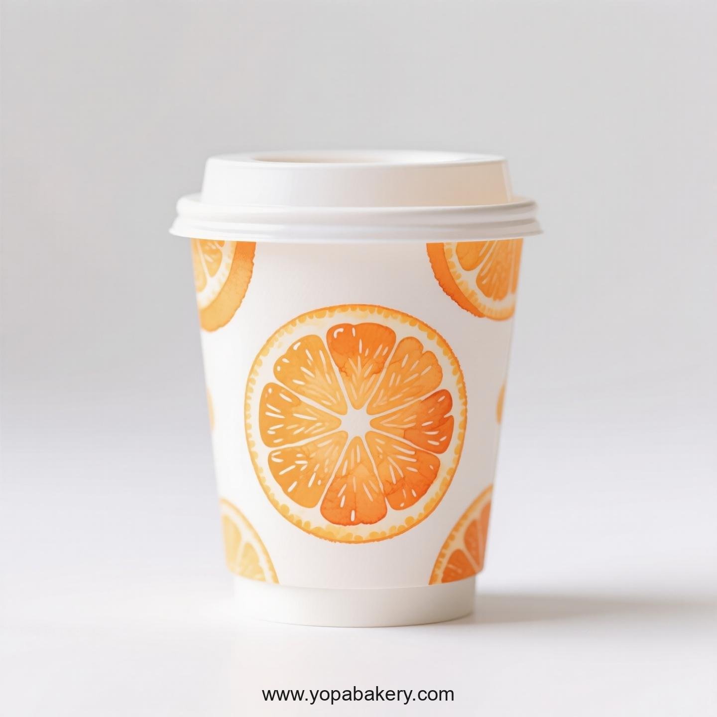 Orange Design Paper Coffee Cups Factory: 4-24 oz Custom Logo