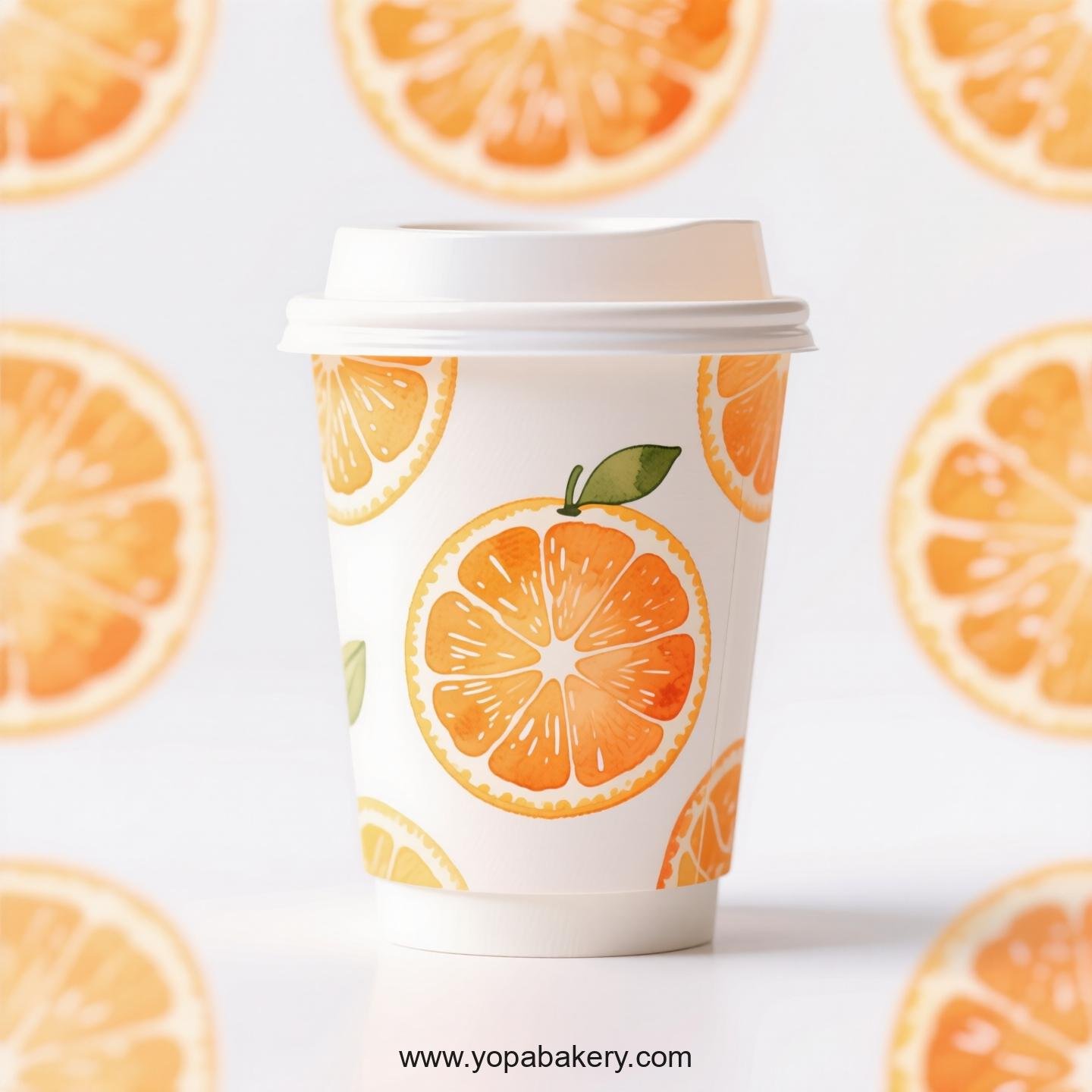Orange Design Paper Coffee Cups Factory: 4-24 oz Custom Logo