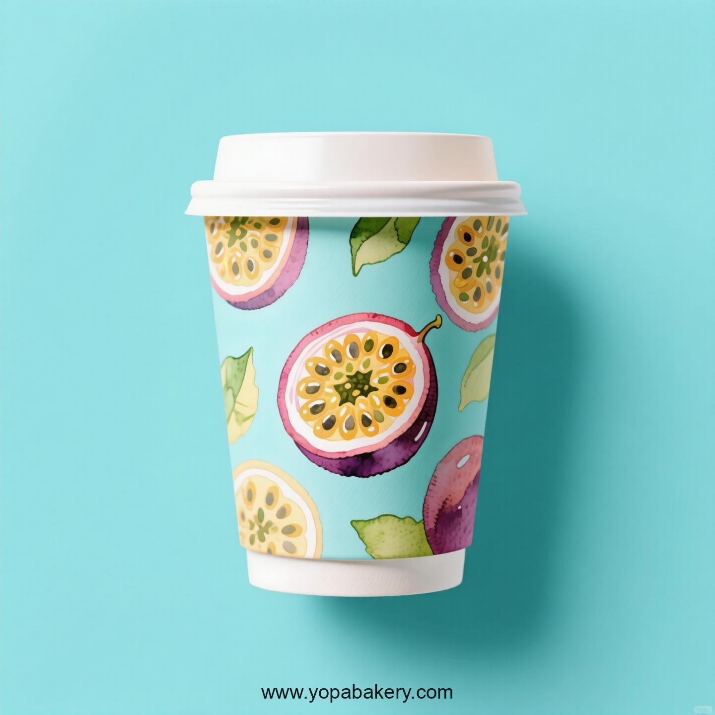 Passion Fruit Design Paper Coffee Cups Factory: 4-24 oz Custom Logo