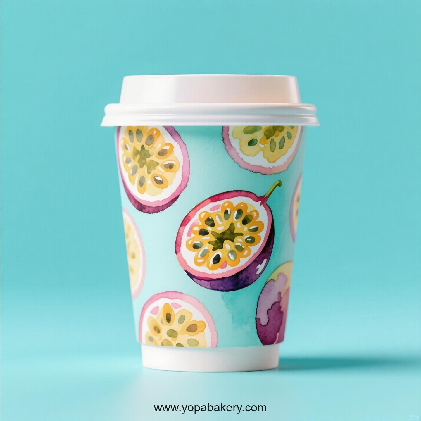 Passion Fruit Design Paper Coffee Cups Factory: 4-24 oz Custom Logo
