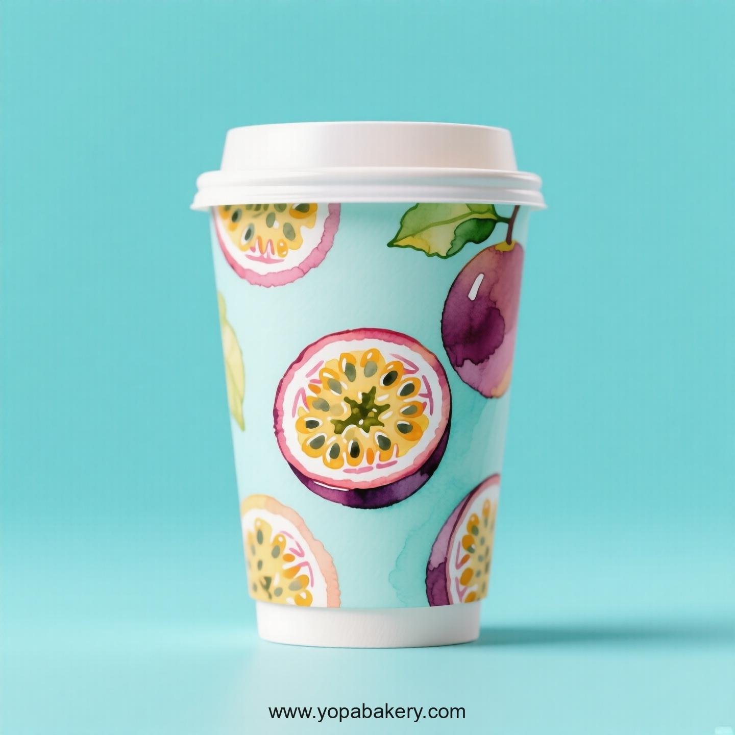 Passion Fruit Design Paper Coffee Cups Factory: 4-24 oz Custom Logo