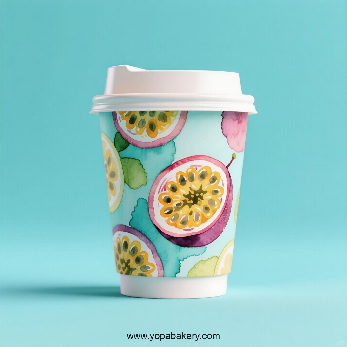 Passion Fruit Design Paper Coffee Cups Factory: 4-24 oz Custom Logo