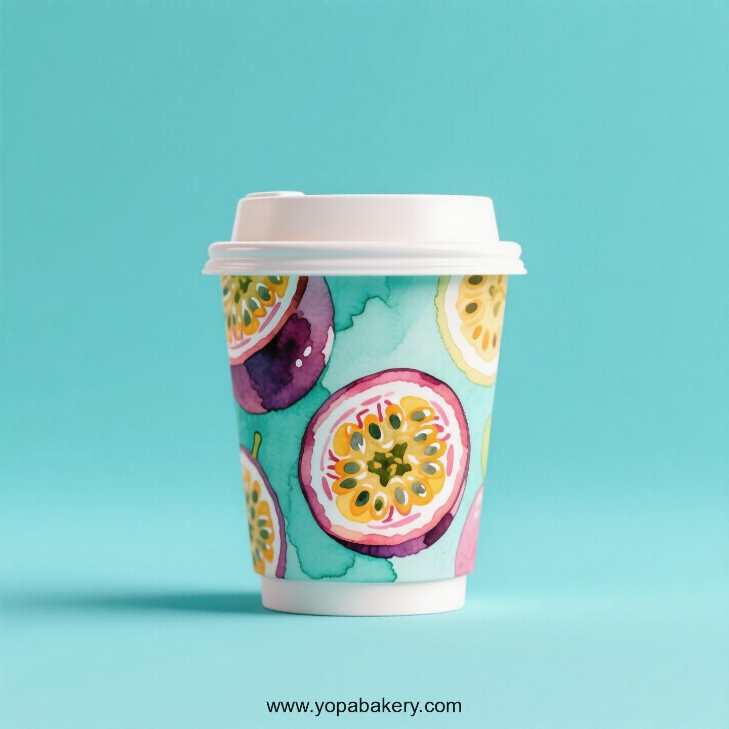 Passion Fruit Design Paper Coffee Cups Factory: 4-24 oz Custom Logo