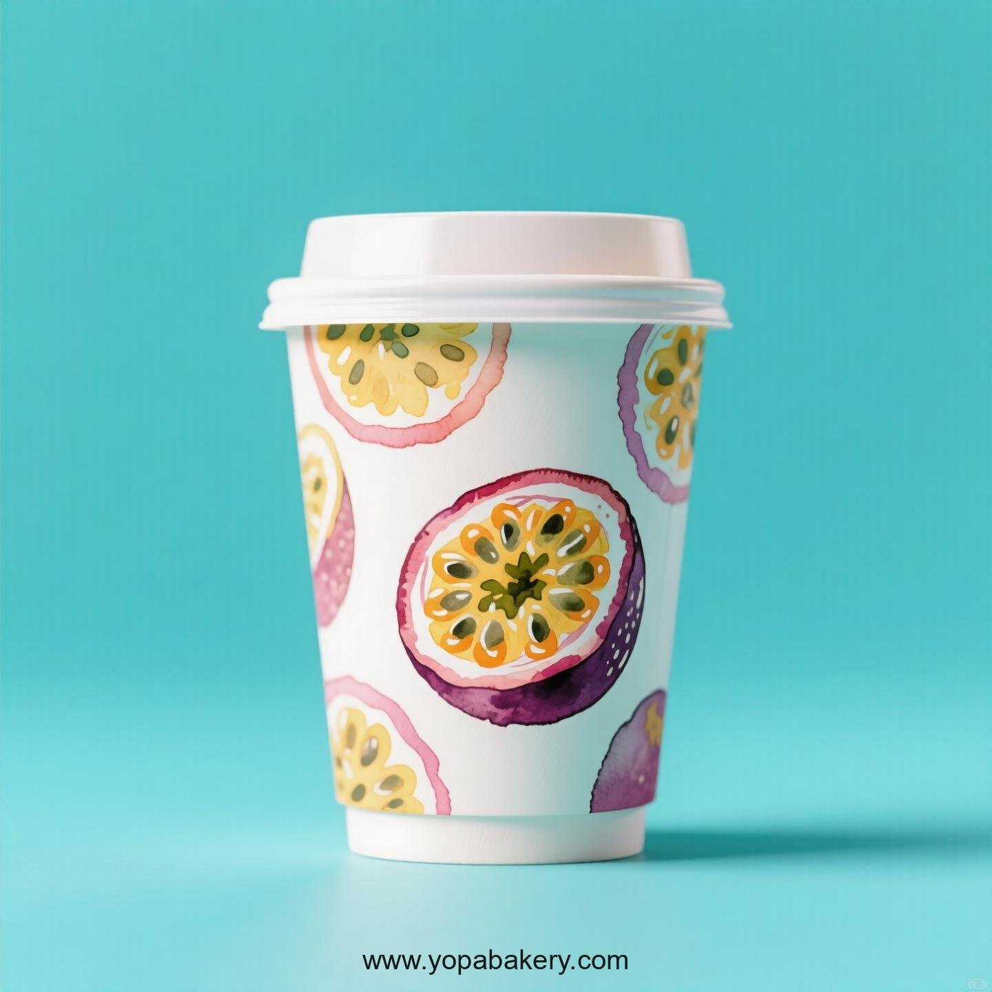 Passion Fruit Design Paper Coffee Cups Factory: 4-24 oz Custom Logo