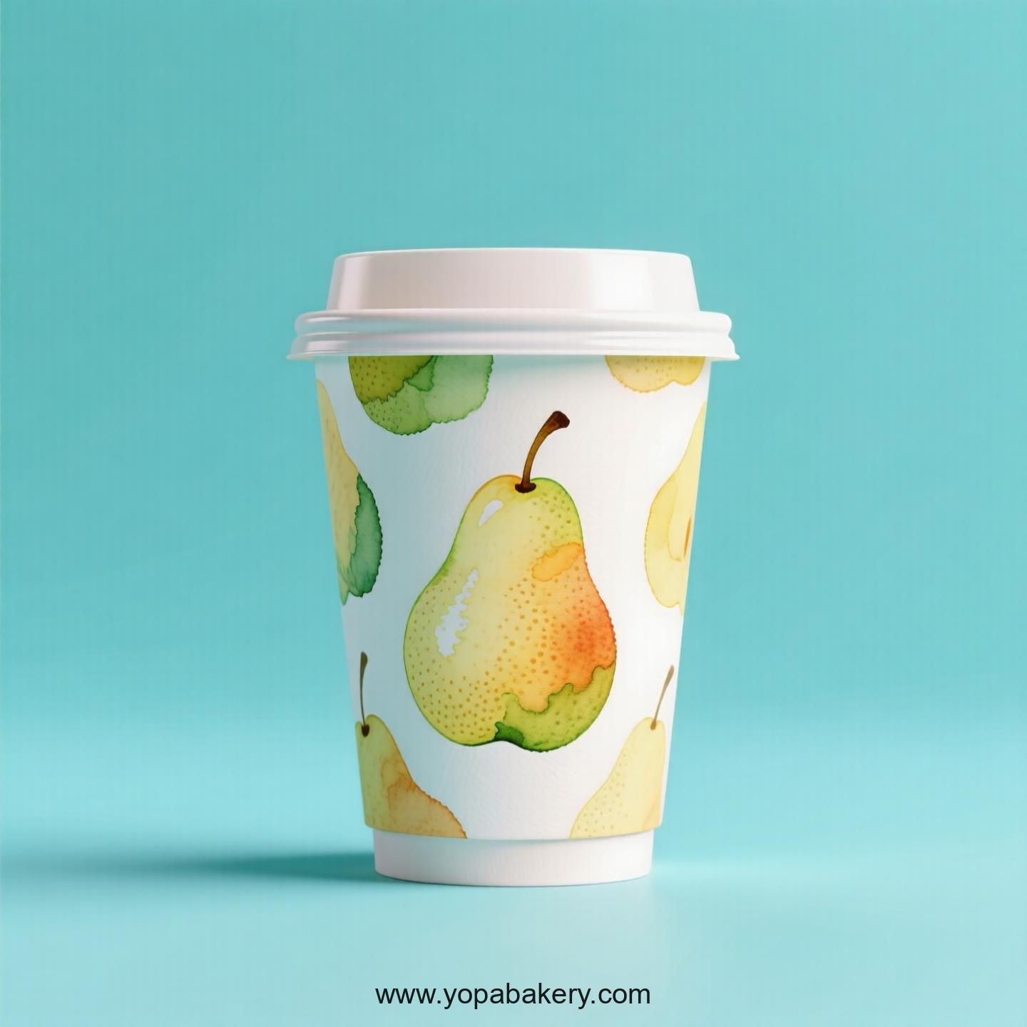 Pear Design Paper Coffee Cups Factory: 4-24 oz Custom Logo