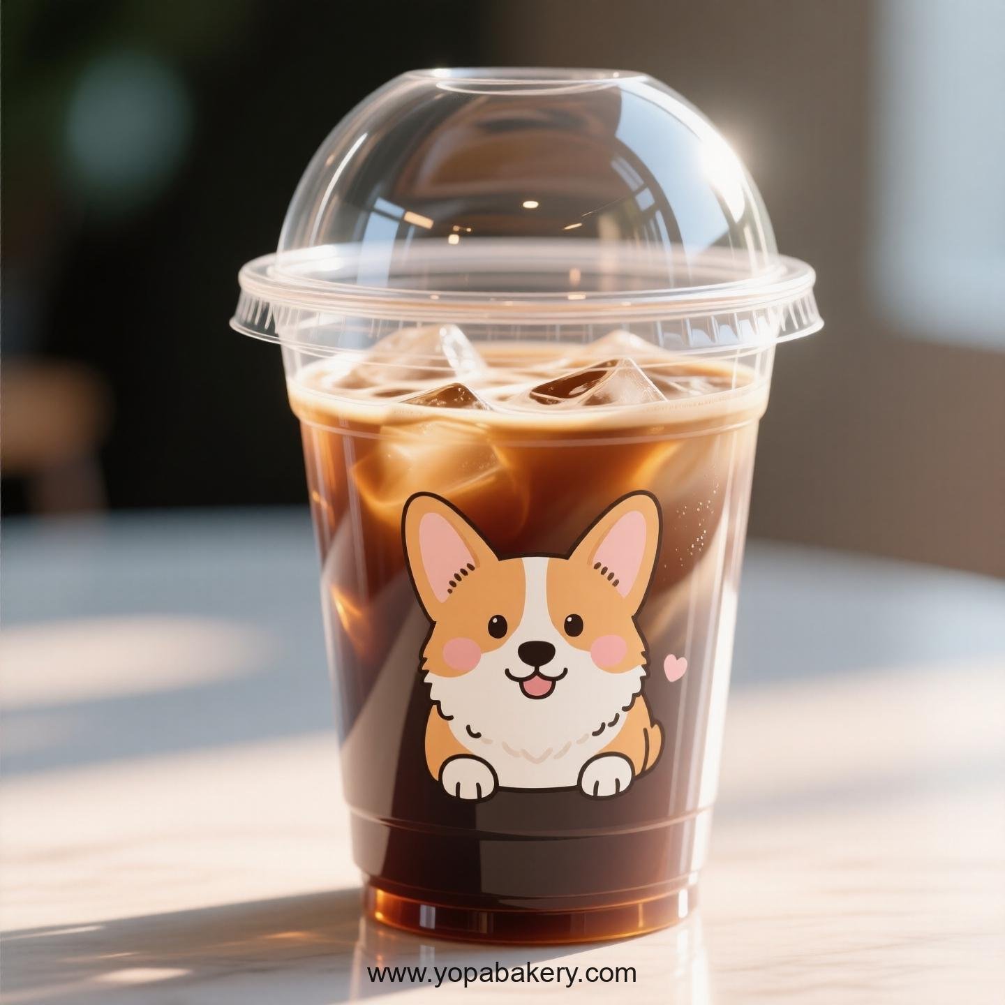 Pembroke Welsh Corgi Dog Themed Clear Plastic Cups - Disposable PP & PET Coffee Cups with Lids