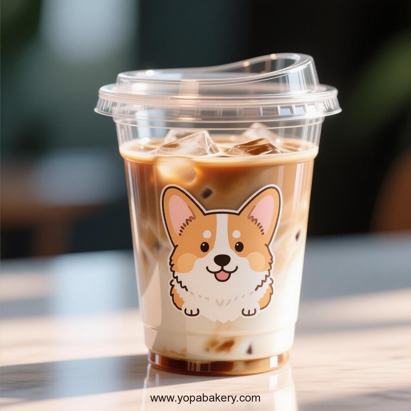 Pembroke Welsh Corgi Dog Themed Clear Plastic Cups - Disposable PP & PET Coffee Cups with Lids