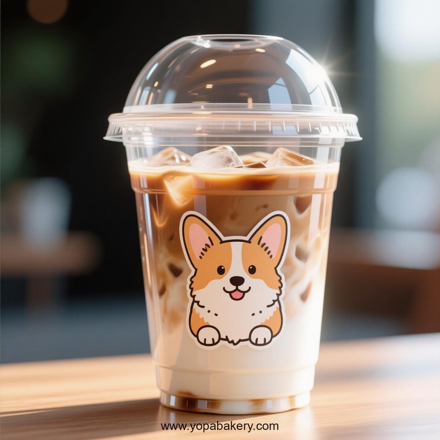 Pembroke Welsh Corgi Dog Themed Clear Plastic Cups - Disposable PP & PET Coffee Cups with Lids