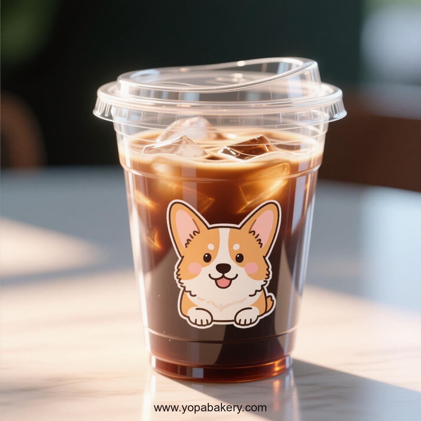 Pembroke Welsh Corgi Dog Themed Clear Plastic Cups - Disposable PP & PET Coffee Cups with Lids