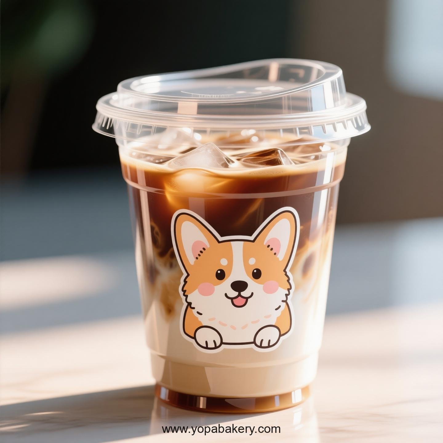 Pembroke Welsh Corgi Dog Themed Clear Plastic Cups - Disposable PP & PET Coffee Cups with Lids