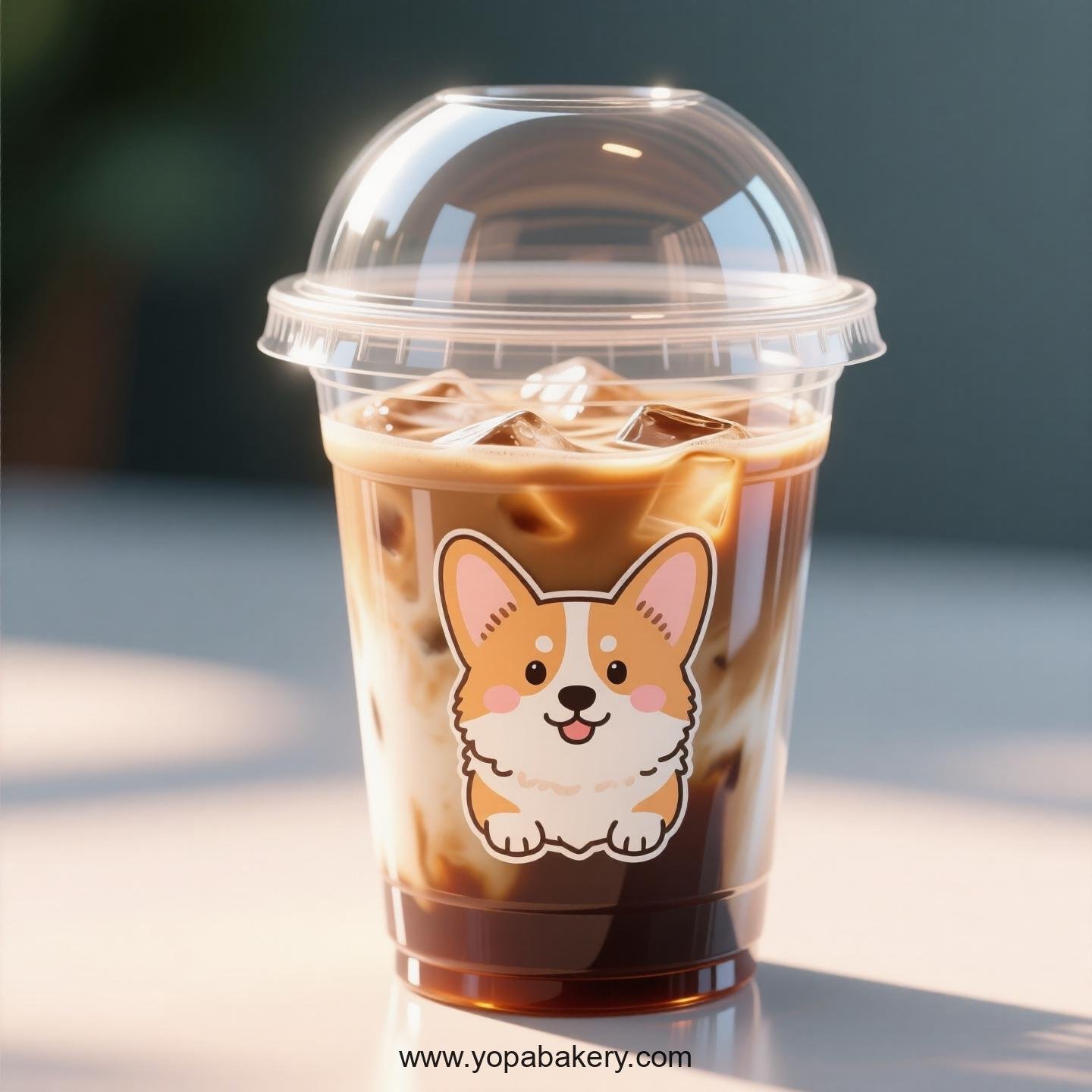 Pembroke Welsh Corgi Dog Themed Clear Plastic Cups - Disposable PP & PET Coffee Cups with Lids