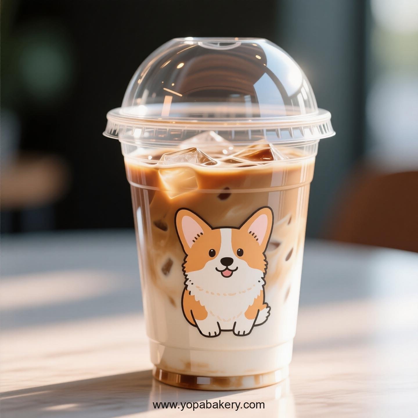 Pembroke Welsh Corgi Dog Themed Clear Plastic Cups - Disposable PP & PET Coffee Cups with Lids