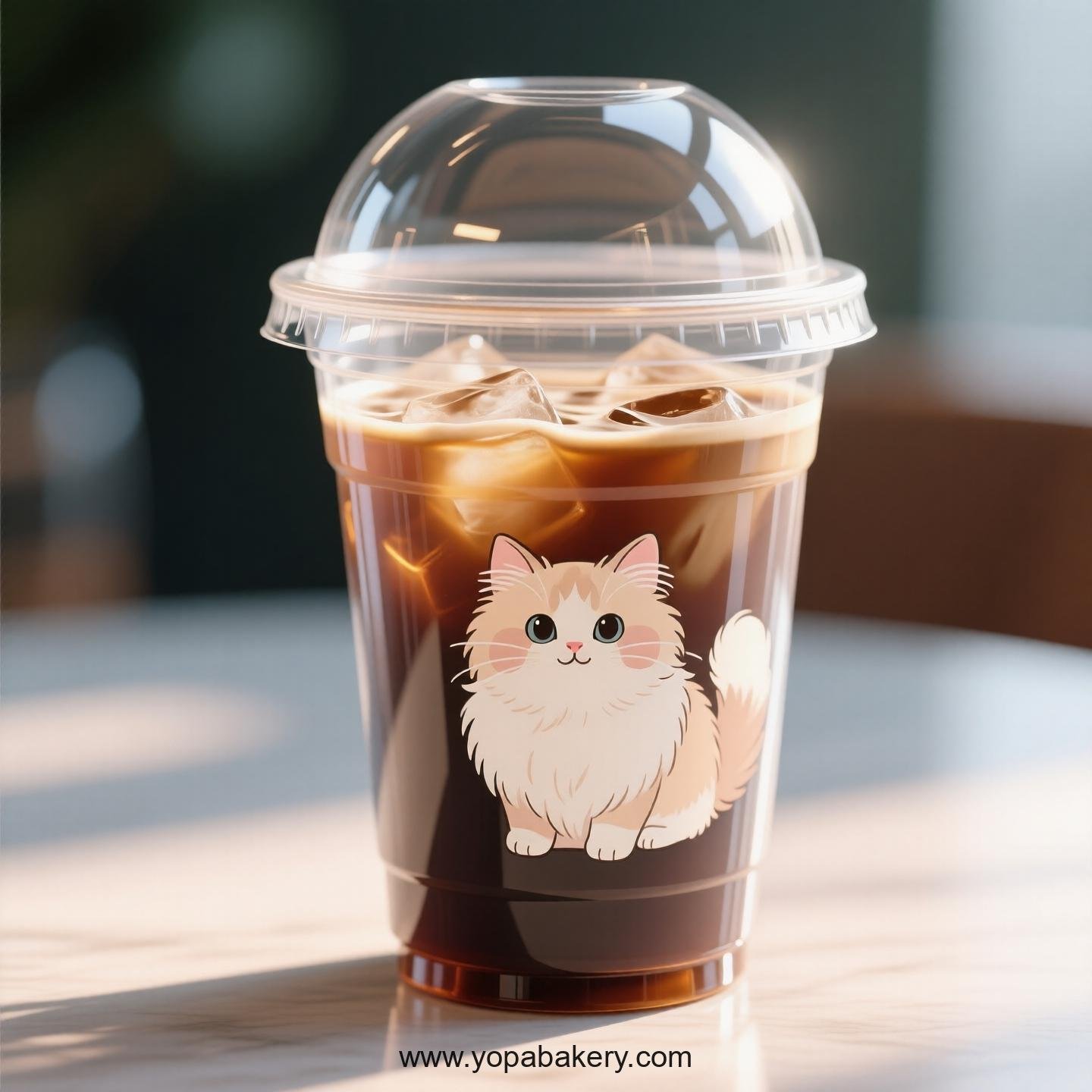 Persian cat Themed Clear Plastic Cups - Disposable PP & PET Coffee Cups with Lids