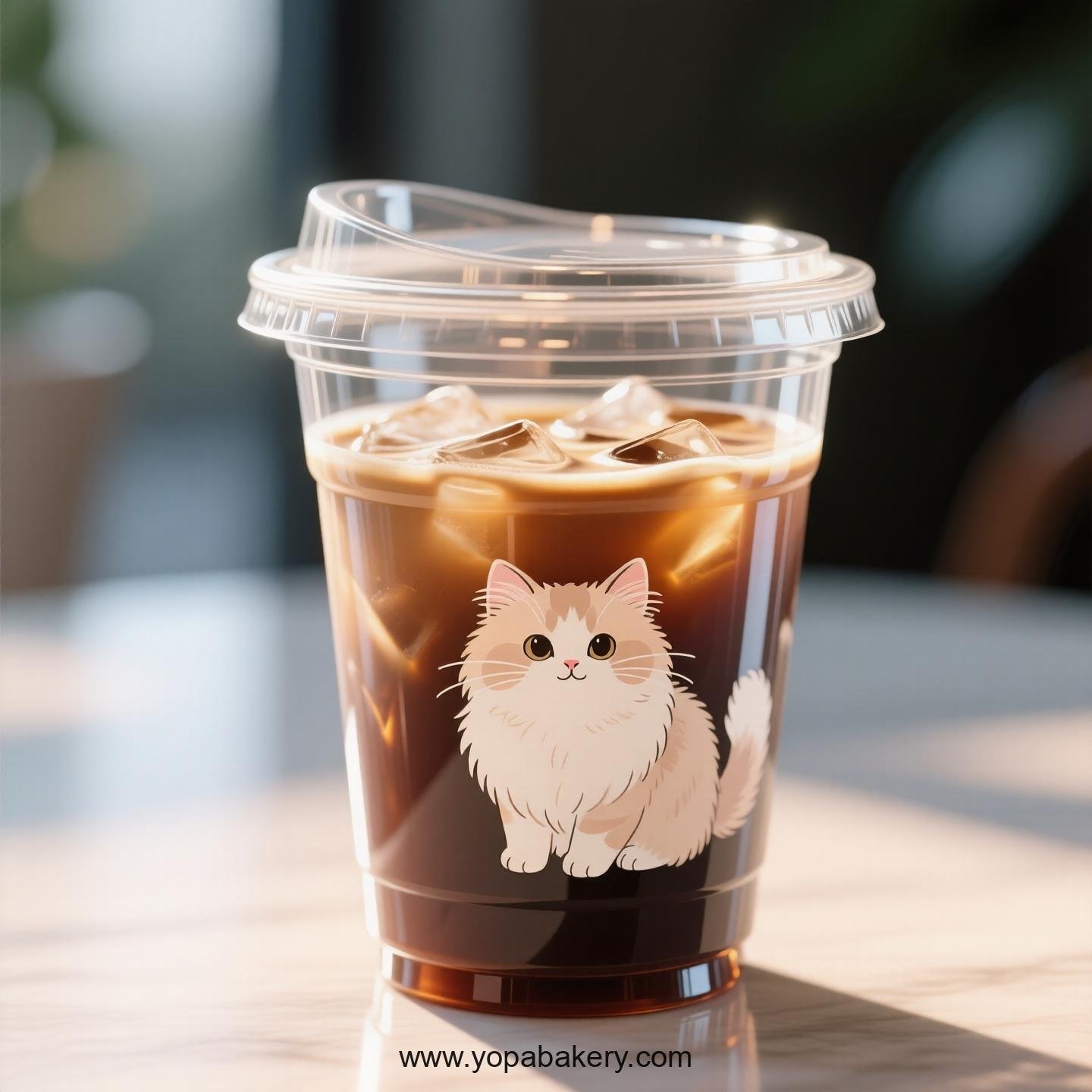 Persian cat Themed Clear Plastic Cups - Disposable PP & PET Coffee Cups with Lids