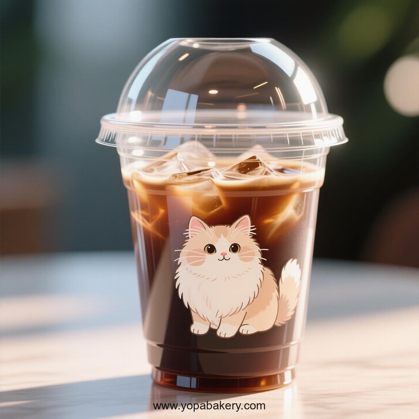 Persian cat Themed Clear Plastic Cups - Disposable PP & PET Coffee Cups with Lids
